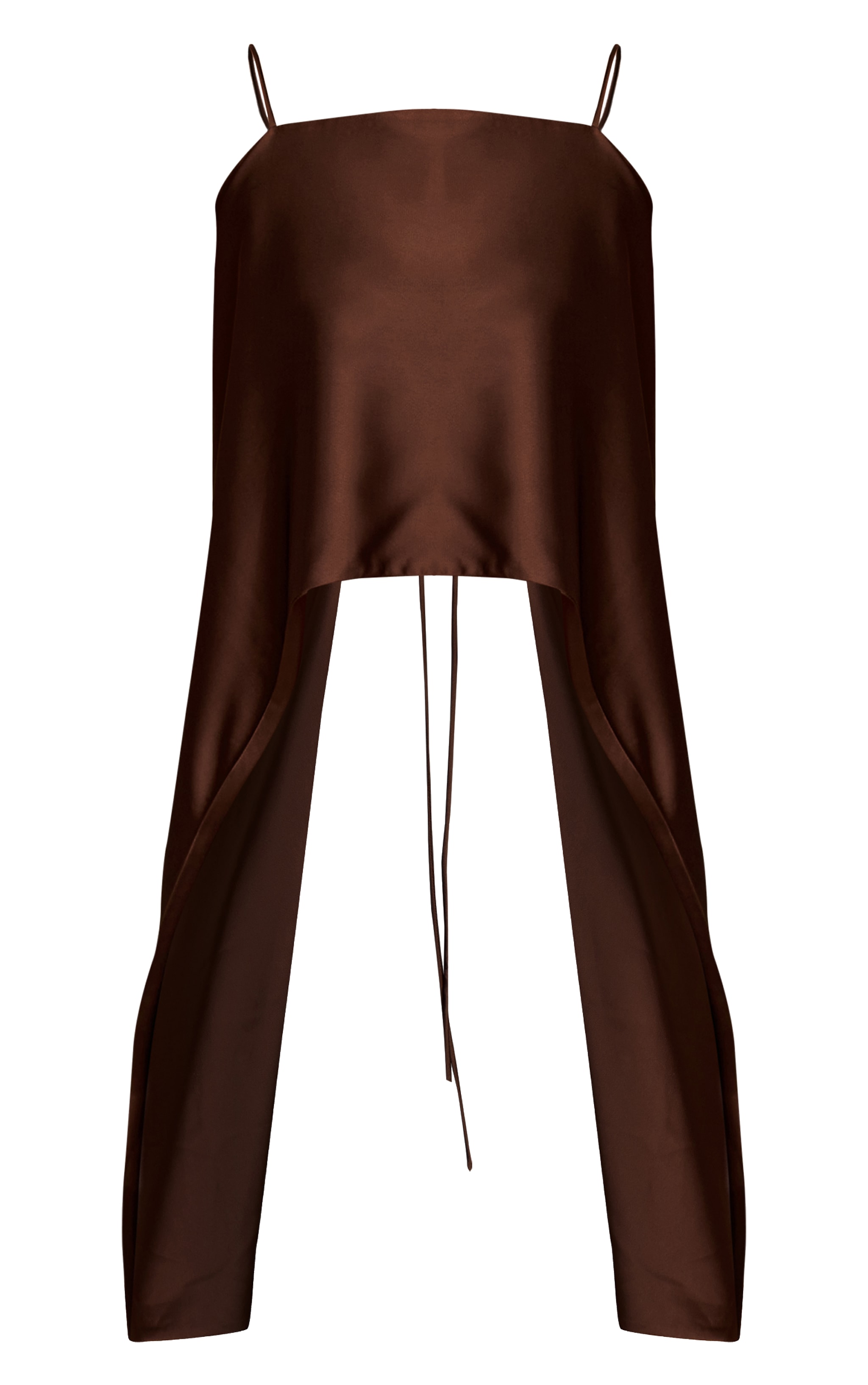 Chocolate Satin Drape Back Top image 5
