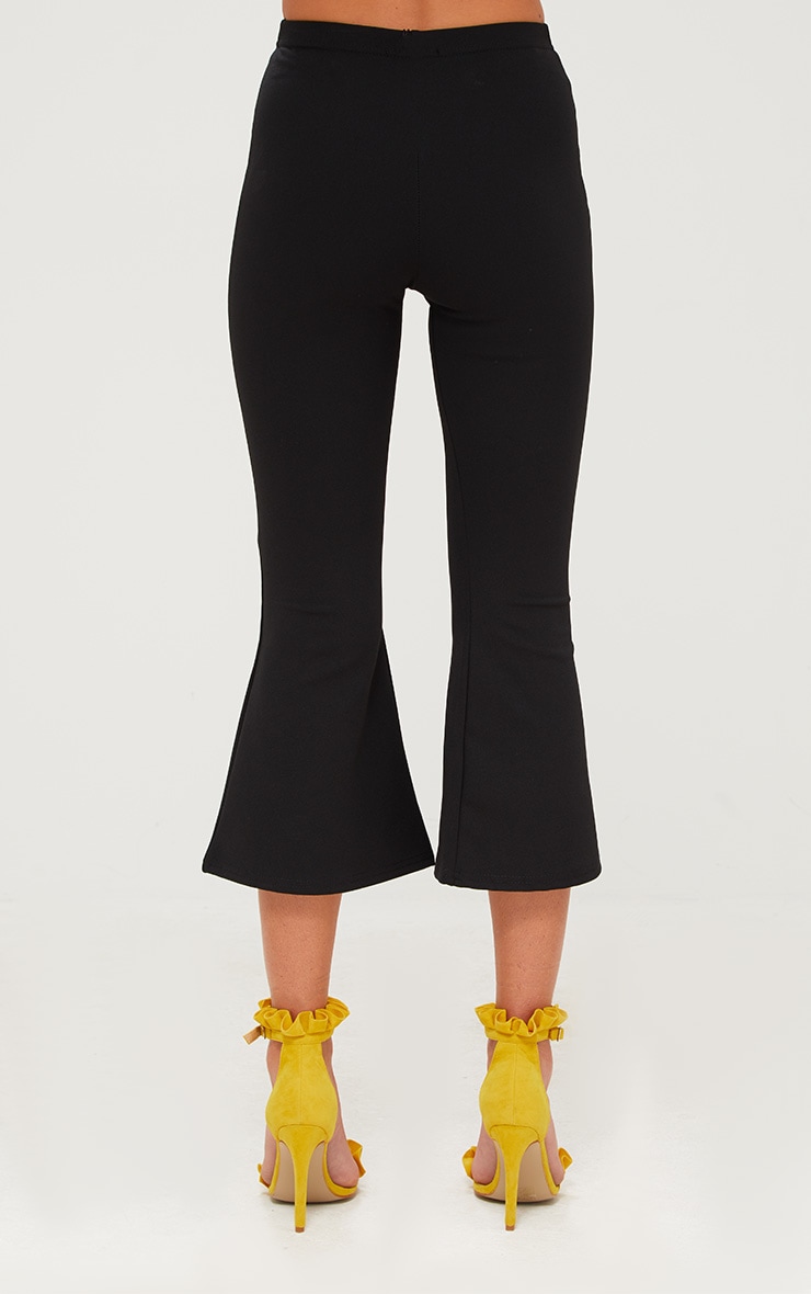 Black Cropped Flare Trousers Trousers PrettyLittleThing