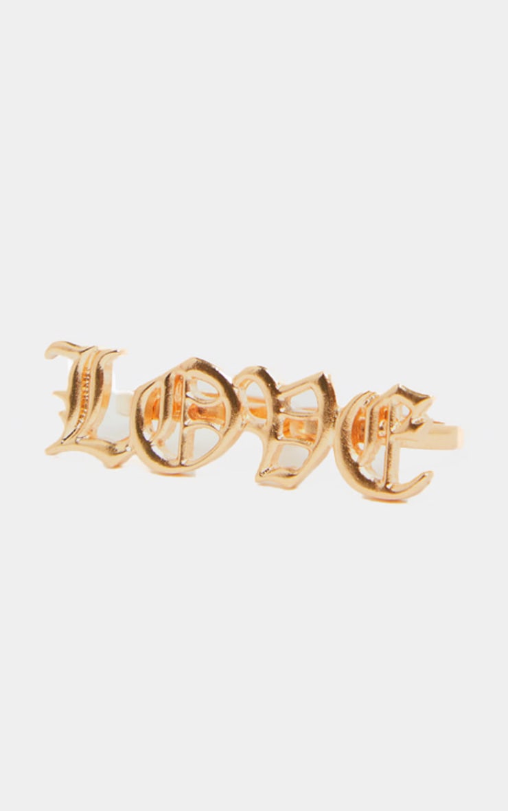 Gold Gothic Love Slogan Ring image 2