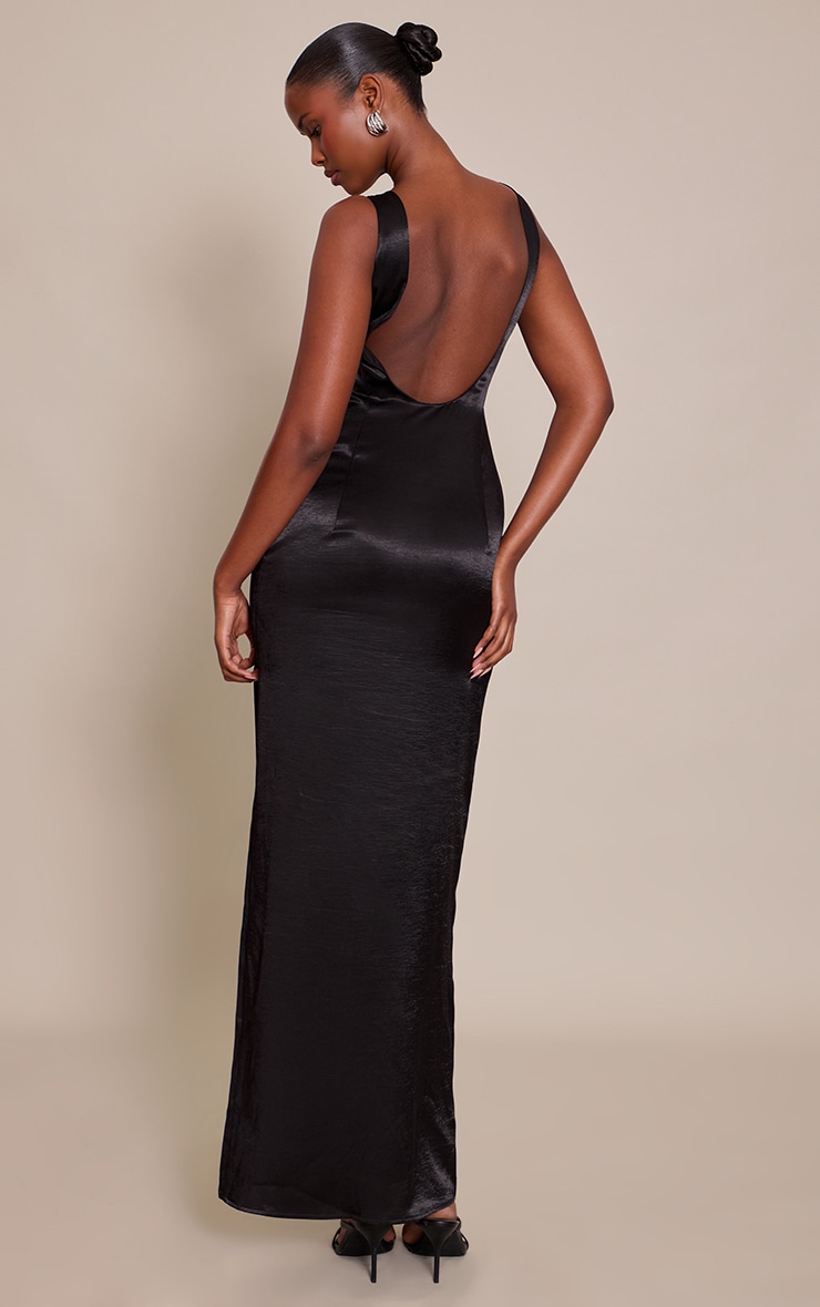Black Low Back Sleeveless Maxi Dress image 2