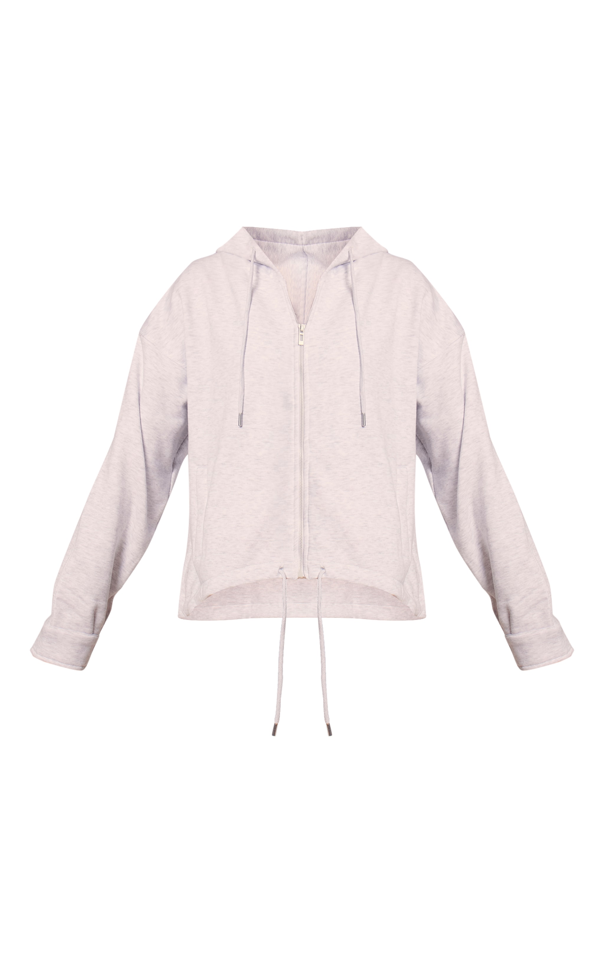 Hoodie oversize gris cendré à zip et cordons ajustables image 5