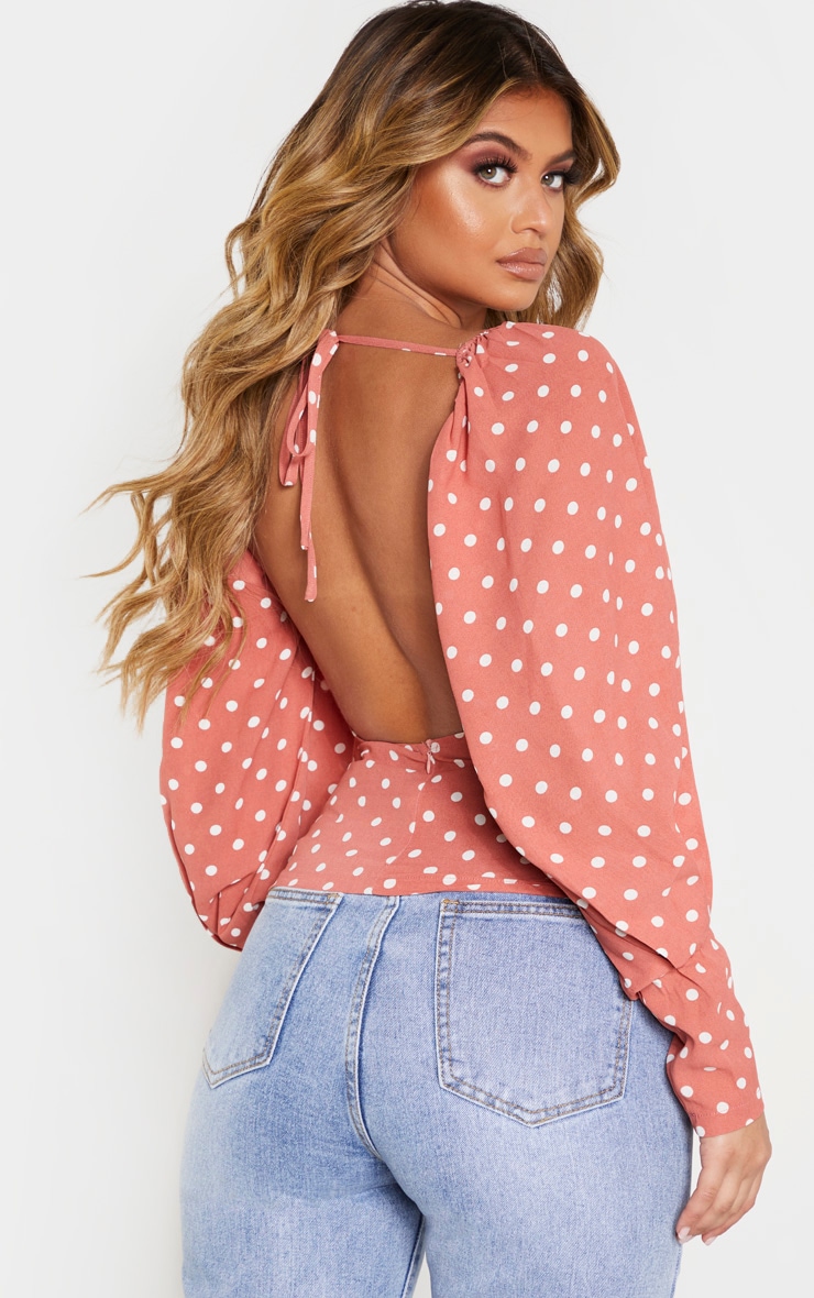 puff sleeve polka dot top