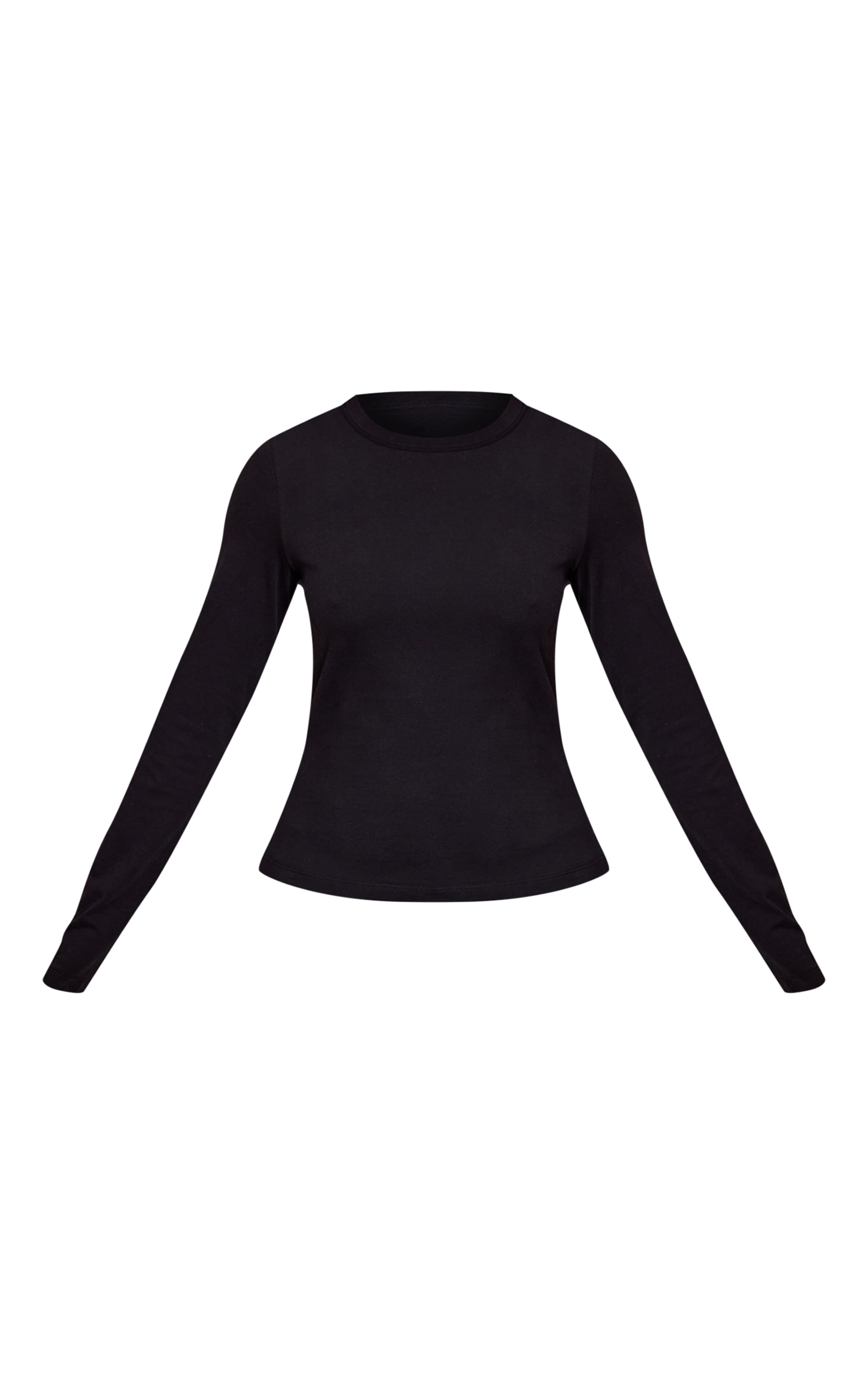 Petite Black Soft Cotton Crew Neck Longline Long Sleeve Top image 5