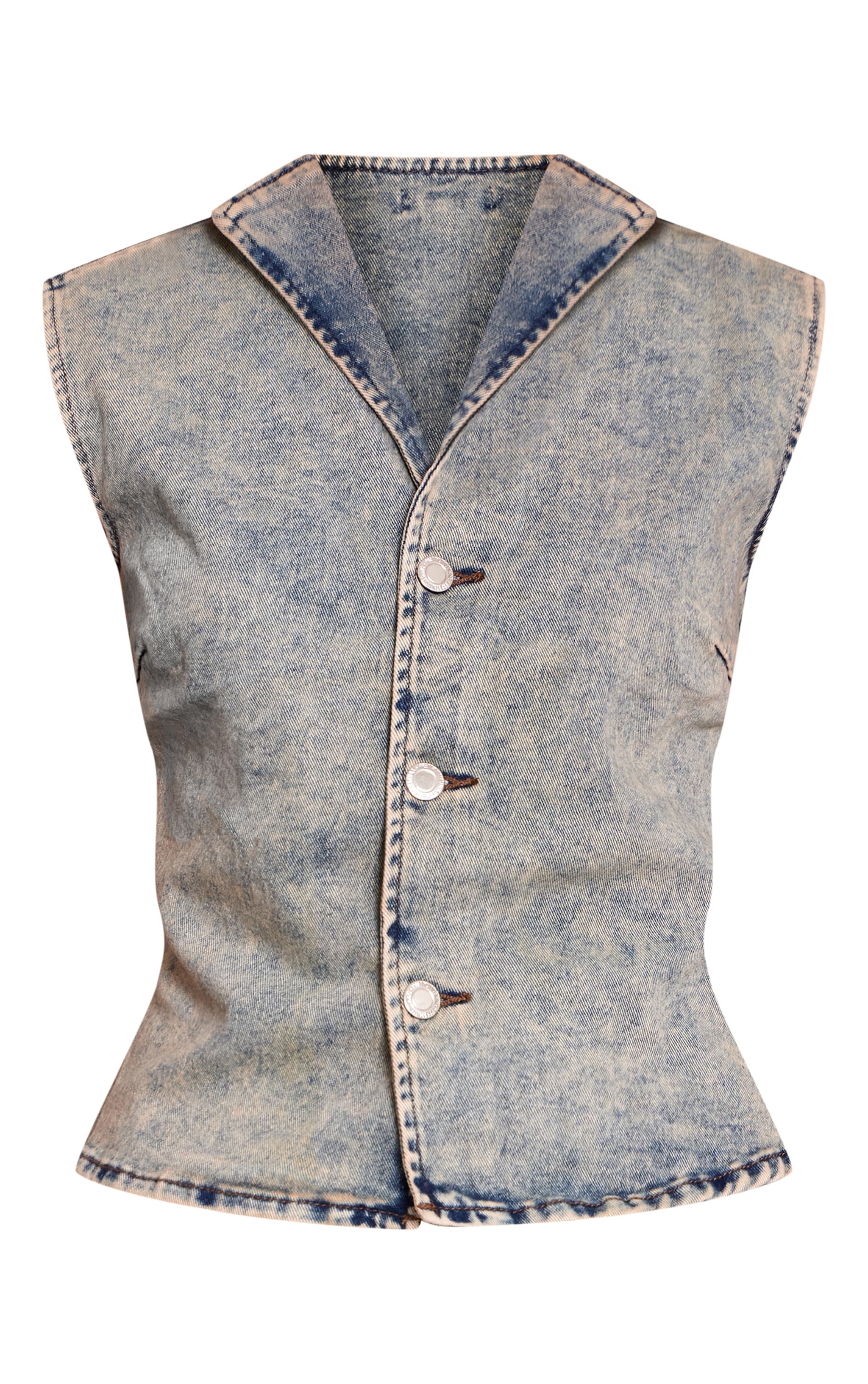 Vintage Blue Sleeveless Denim Shirt image 5