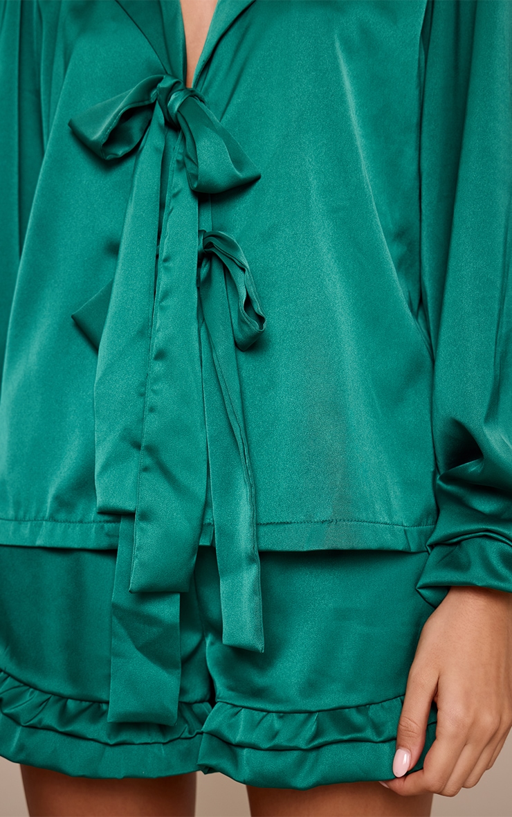 Green Frill Bow Tie Up Pyjamas image 4