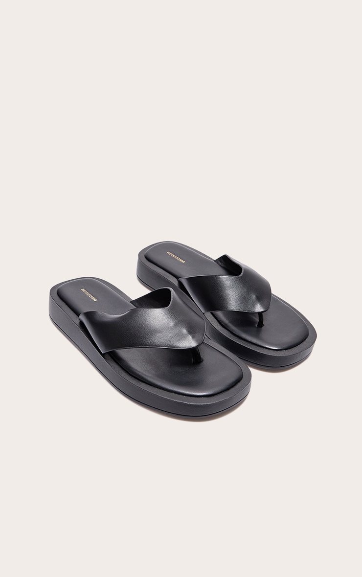 Black Chunky Sandal Toe Post Flip Flops image 2