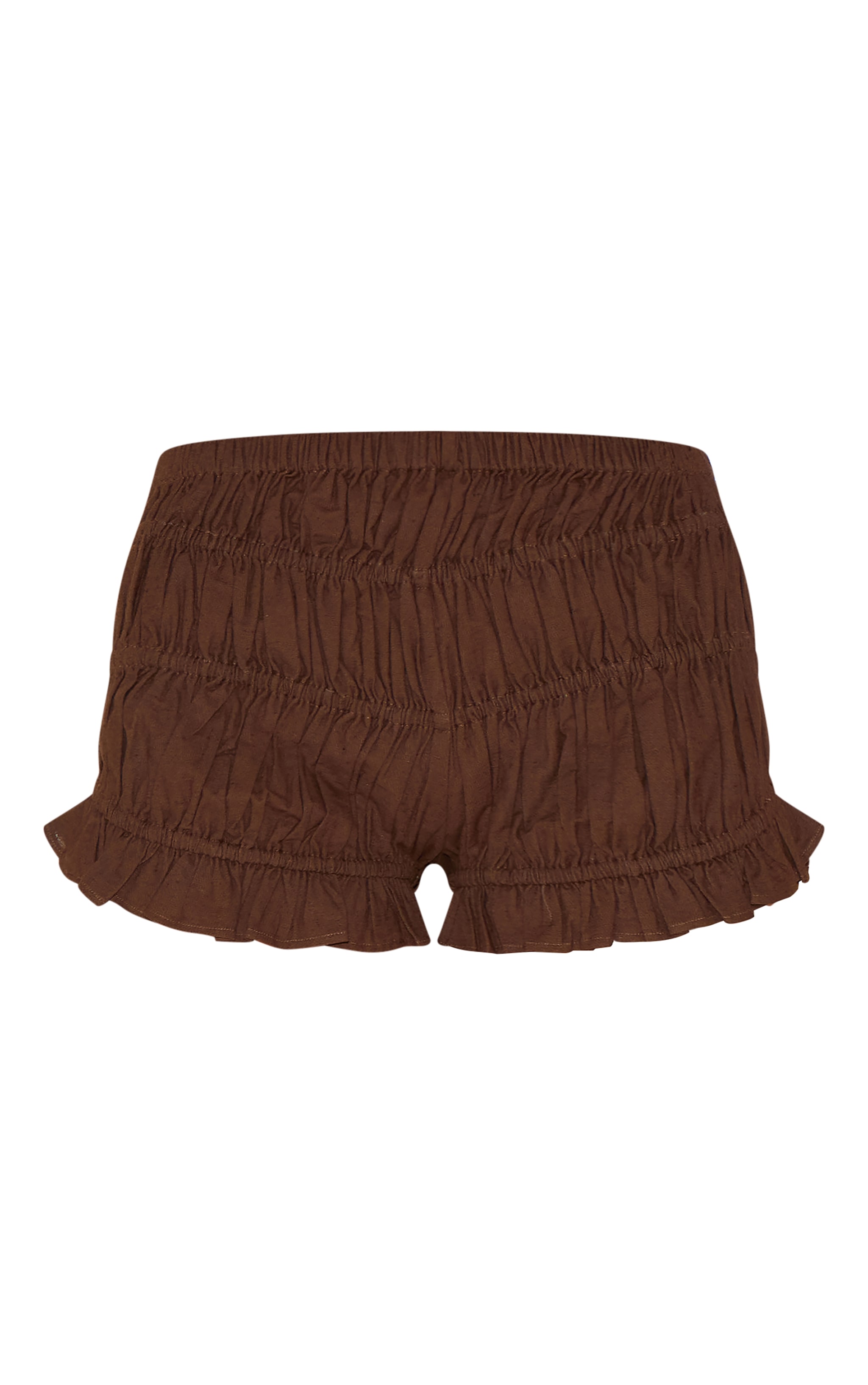 Chocolate Linen Blend Ruched Bloomer Shorts image 6