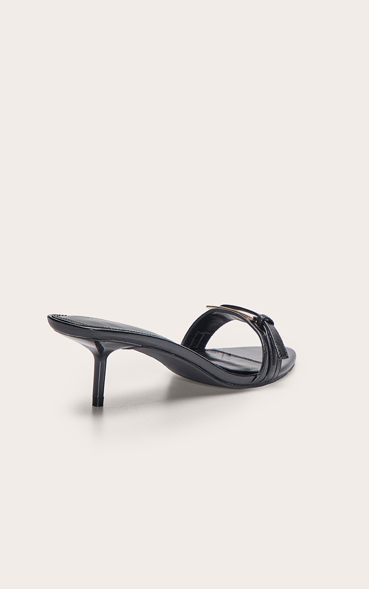 Black Crinkle PU Buckle Kitten Heel Mule image 4