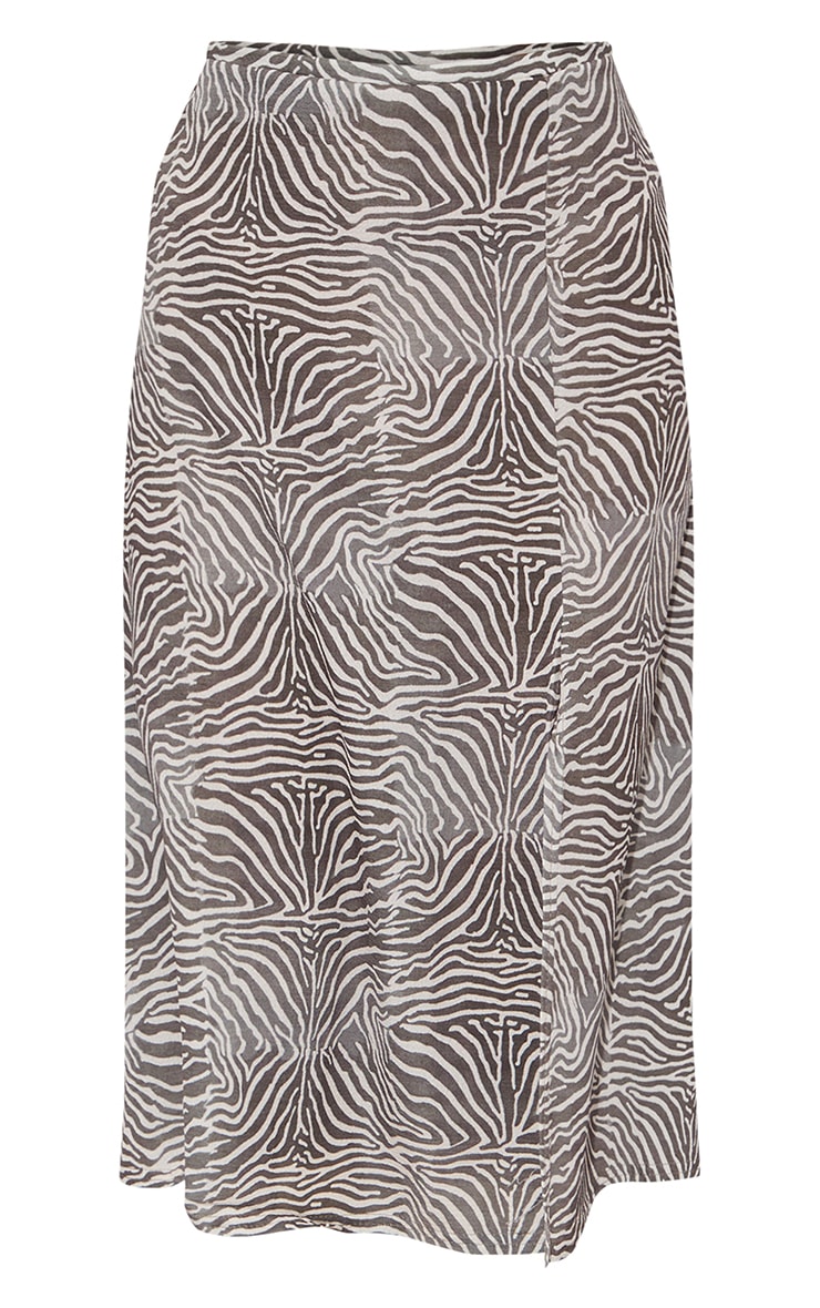 Brown Zebra Floaty Midi Skirt image 5