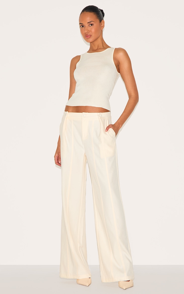 Top en maille tricot fine crème à col nageur image 7