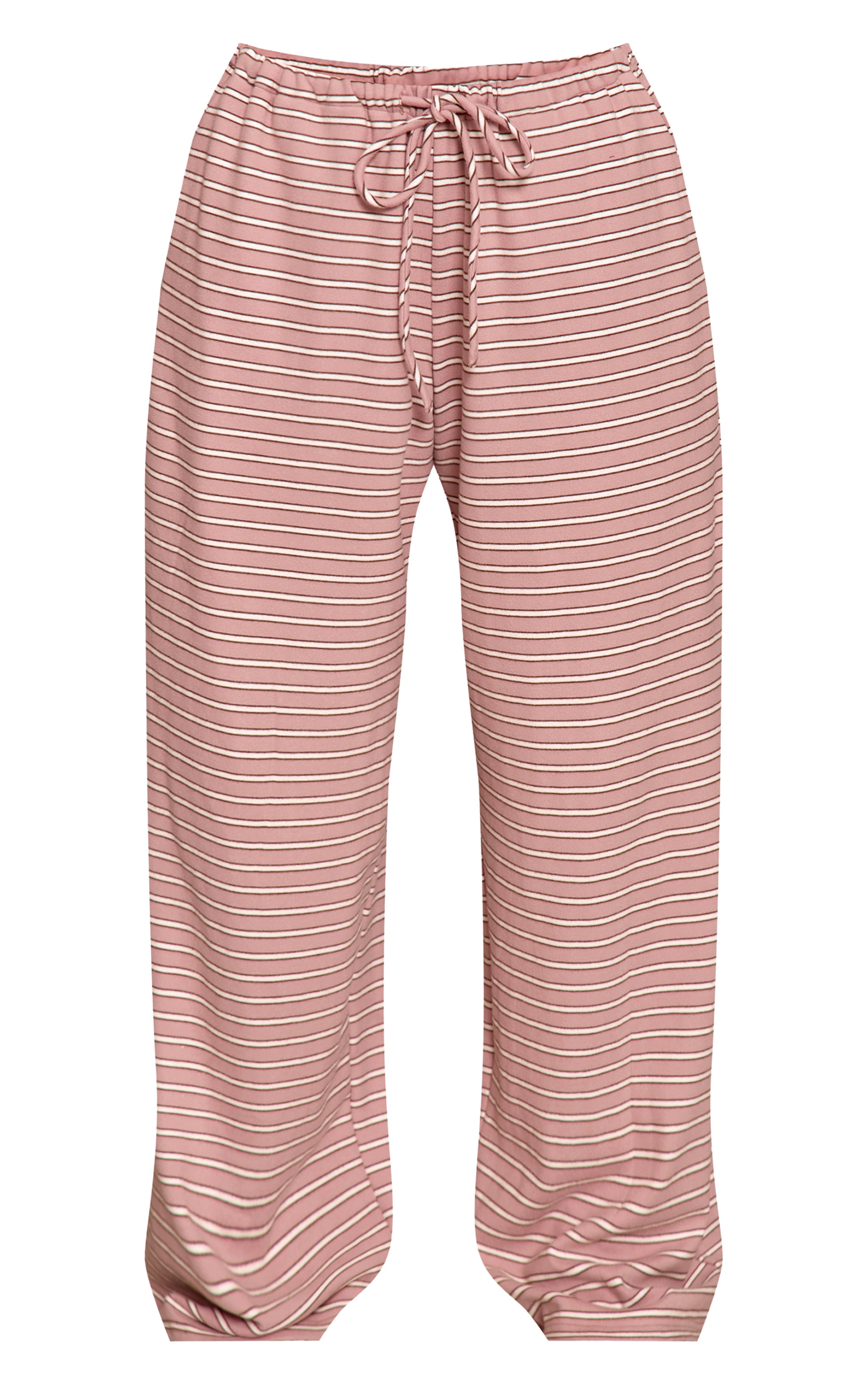 Petite Pink Striped Soft Fleece Straight Leg Joggers image 5