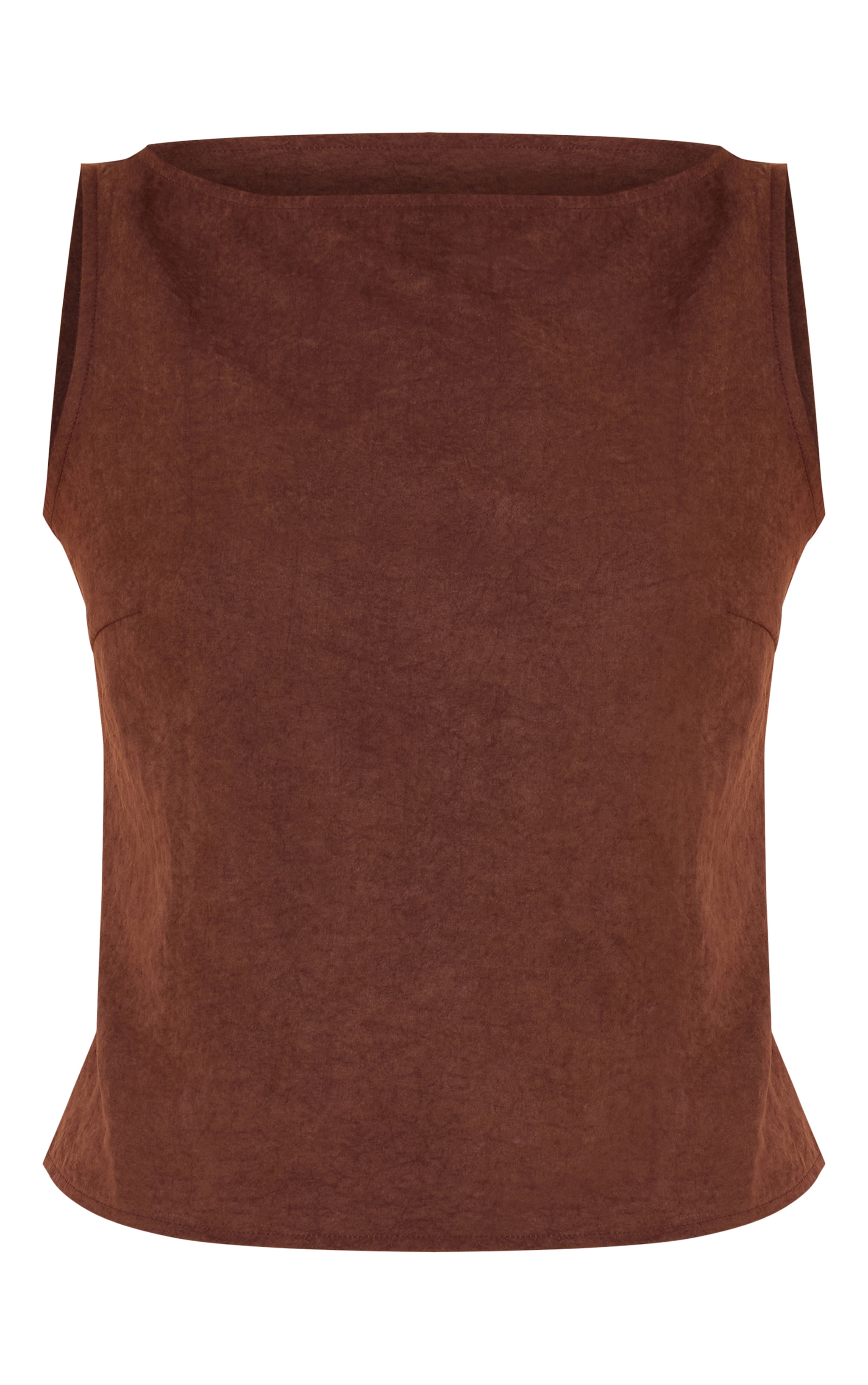Chocolate Faux Suede Boatneck Top image 5