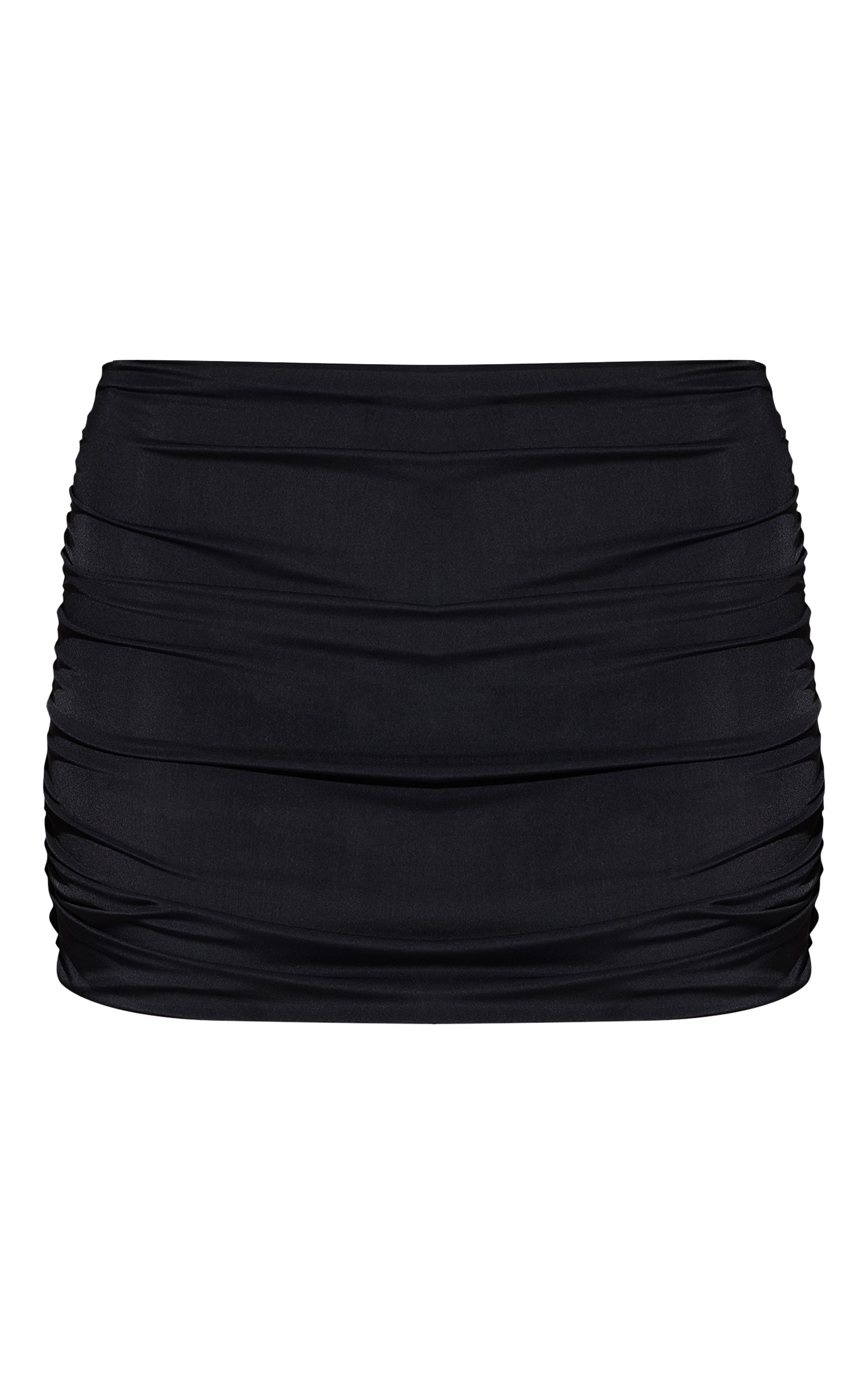 Black Matte Sculpt Ruched Mini Skirt image 6