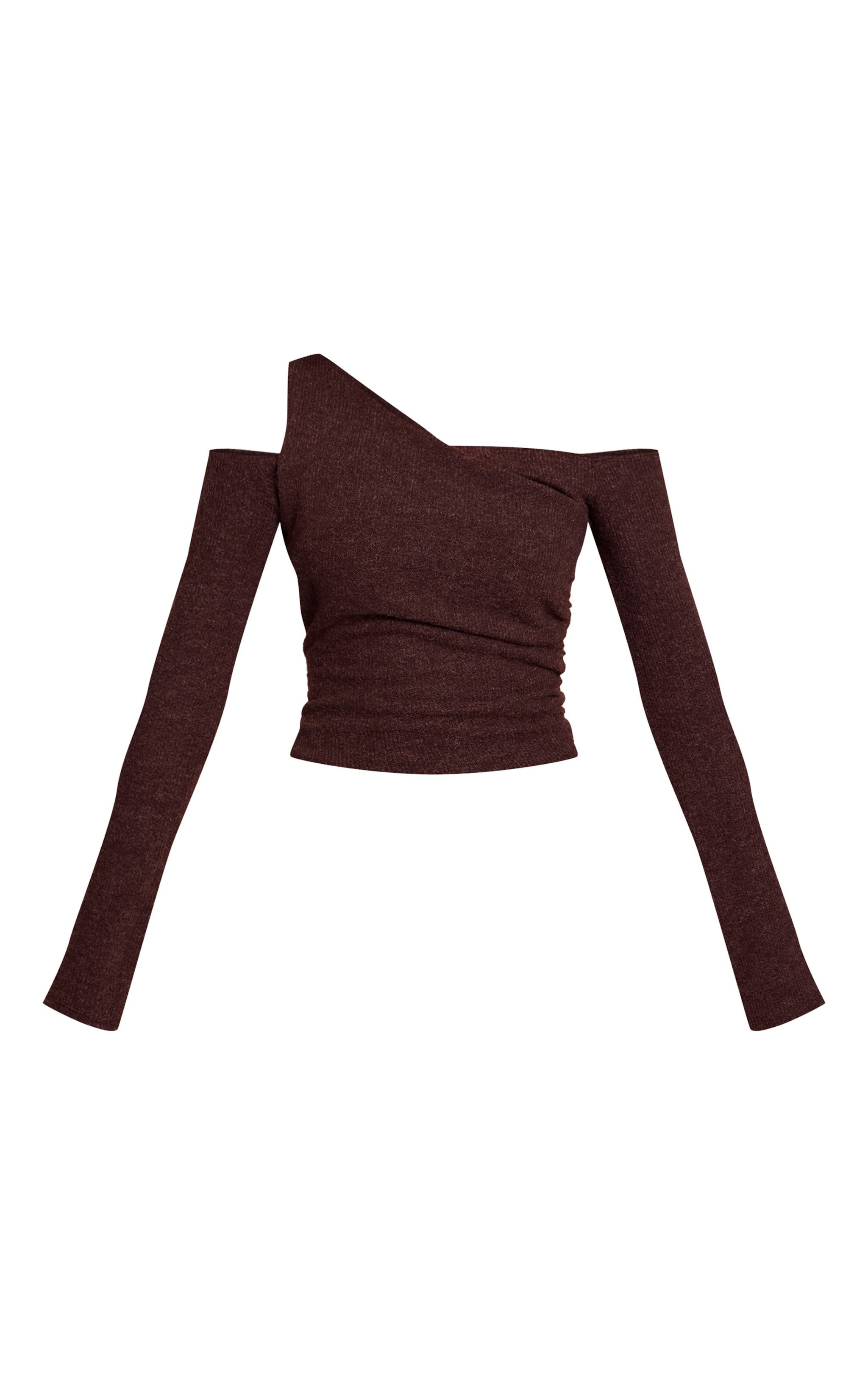 Chocolate Textured Wool Look Twist Overlay Detail Long Sleeve Top  image 5