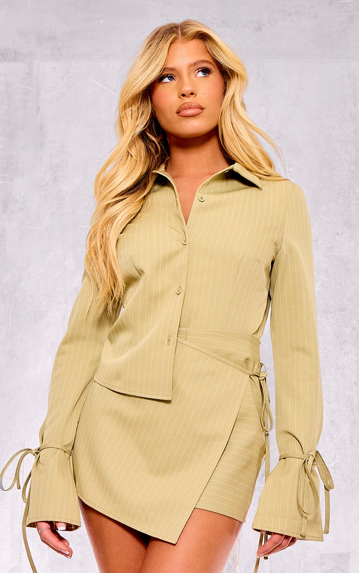 Portdown Tailored Cotton Checked Shirt Olive main image 0