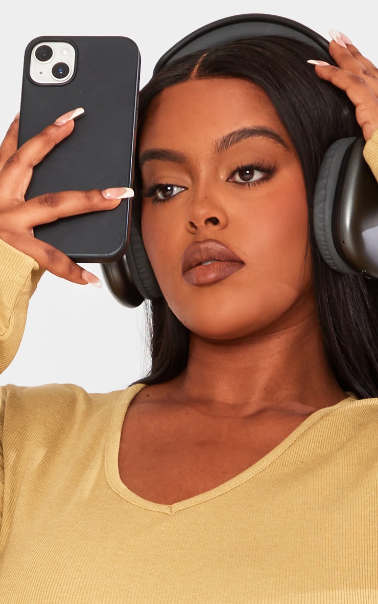 Plus Olive Green Basic Rib V Neck Long Sleeve Bodysuit image 4