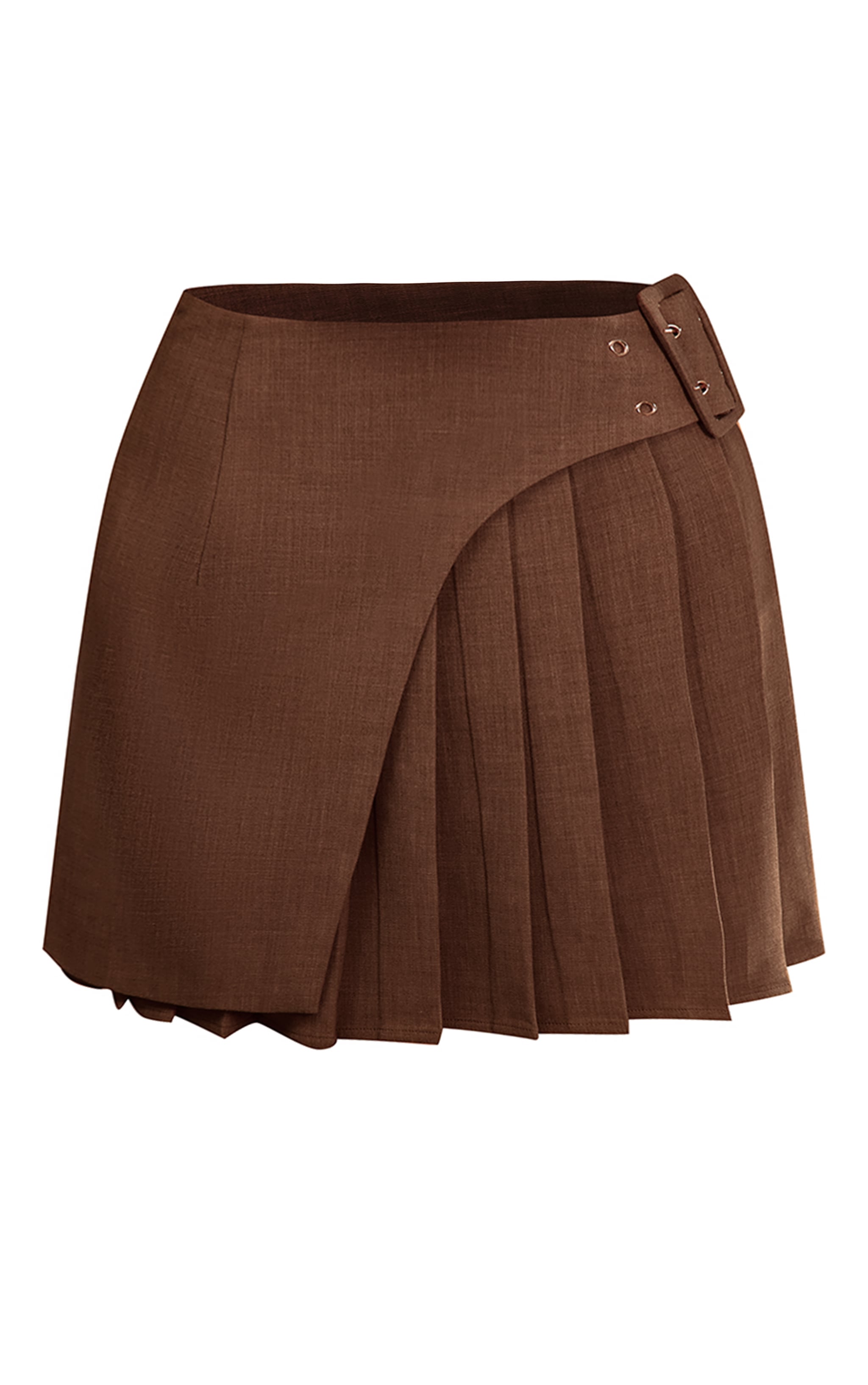 PLT Label Mini-jupe de tailleur café au lait plissée à ceinture image 6