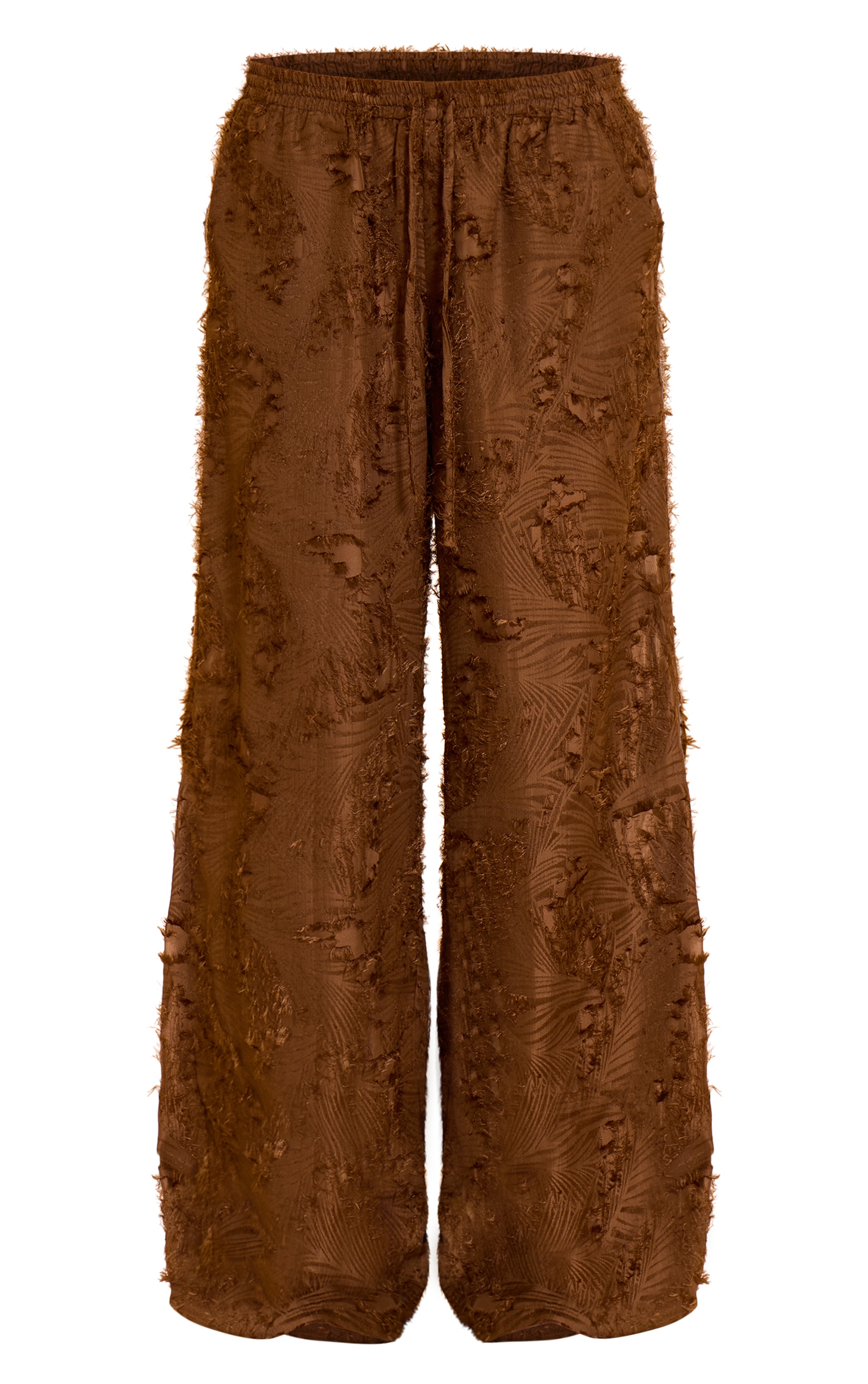 Chocolate Textured Flaoty Wide Leg Pants image 5