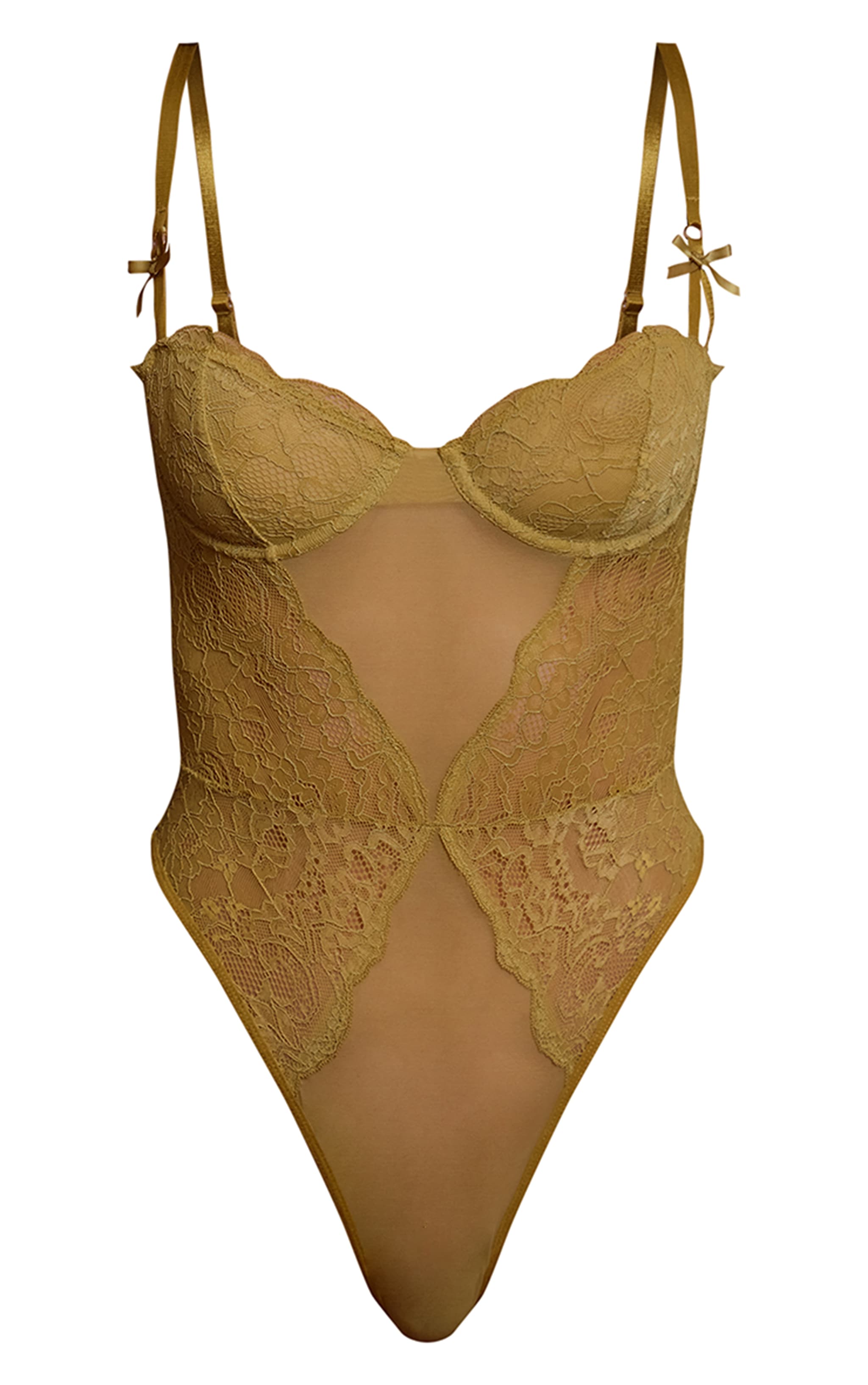 Chartreuse Lace Underwired Lingerie Bodysuit  image 5