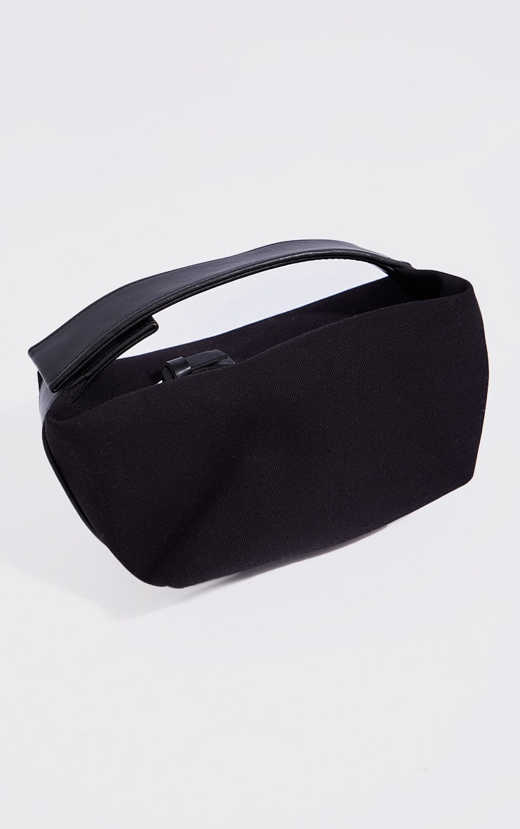 Black Linen Slouchy PU Wrap Around Handle Hand Bag Accessories PrettyLittleThing CA