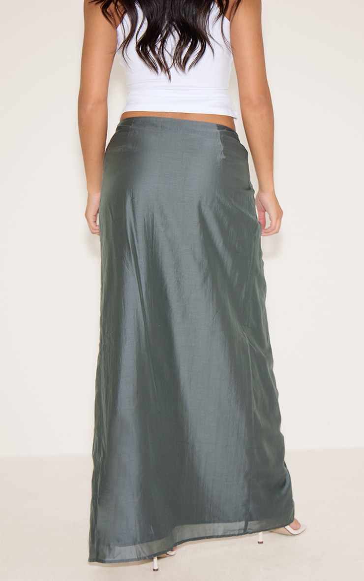 Charcoal Satin Wrap Detail Maxi Skirt image 3