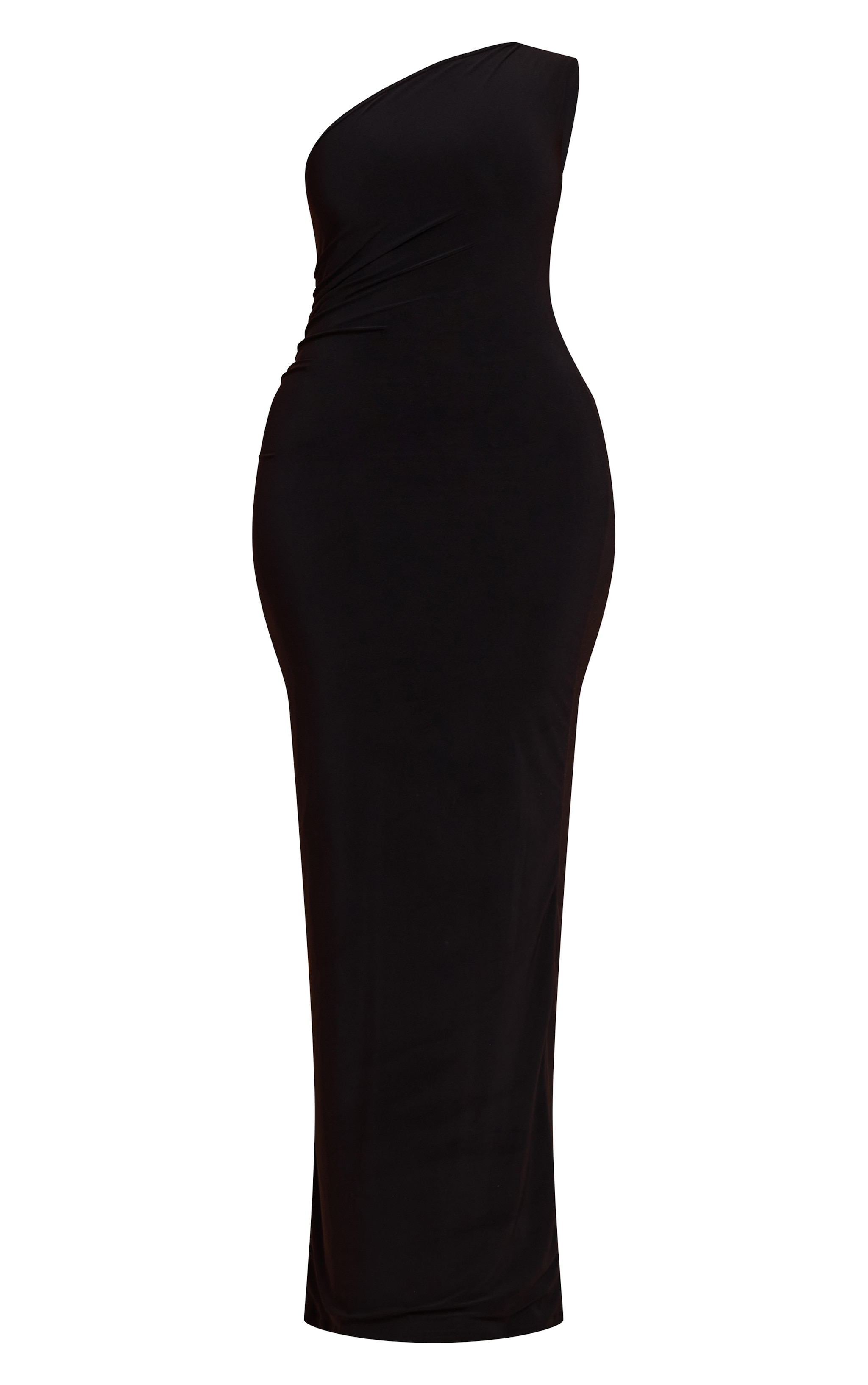 Shape Black One Shoulder Ruched Side Maxi Dress image 5