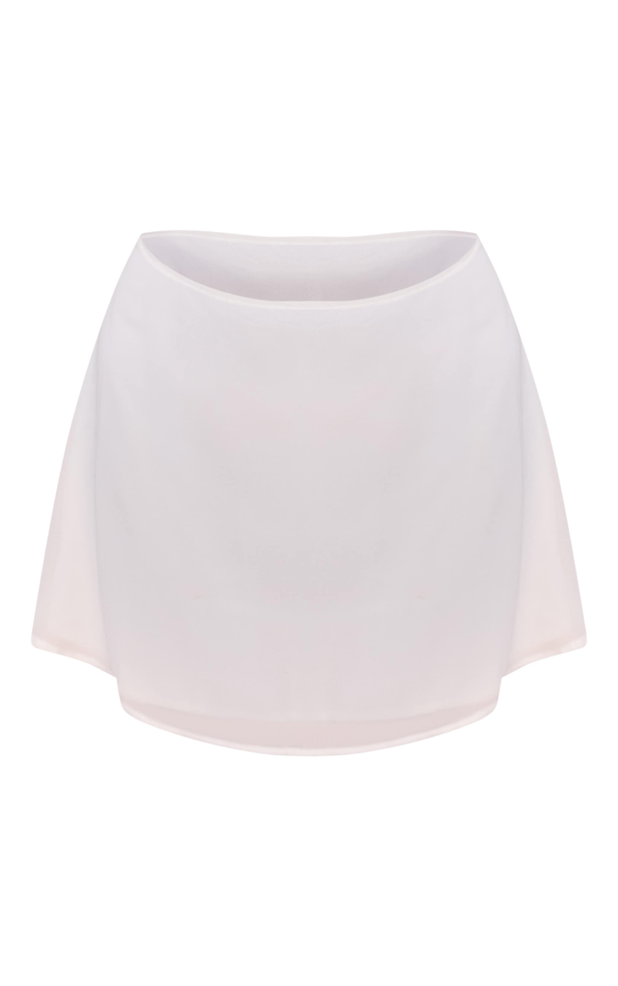 Plus Cream Chiffon High Waisted A-line Mini Skirt image 6