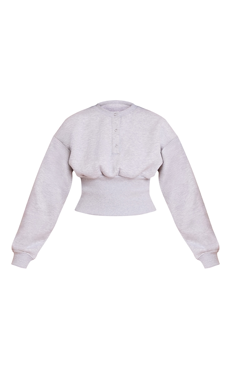 Ash Grey Button Up Cinched Sweatshirt image 5
