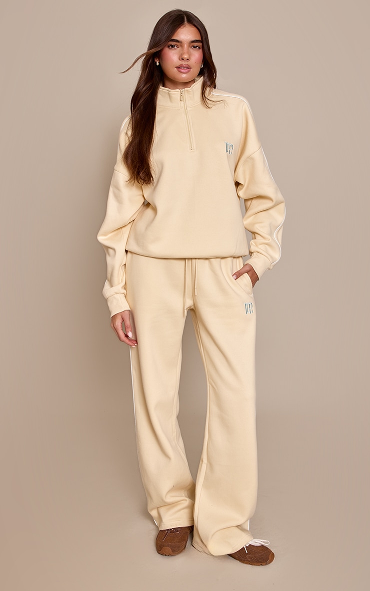 Buttercream PLT Contrast Binding Funnel Neck Zip Sweatshirt image 3