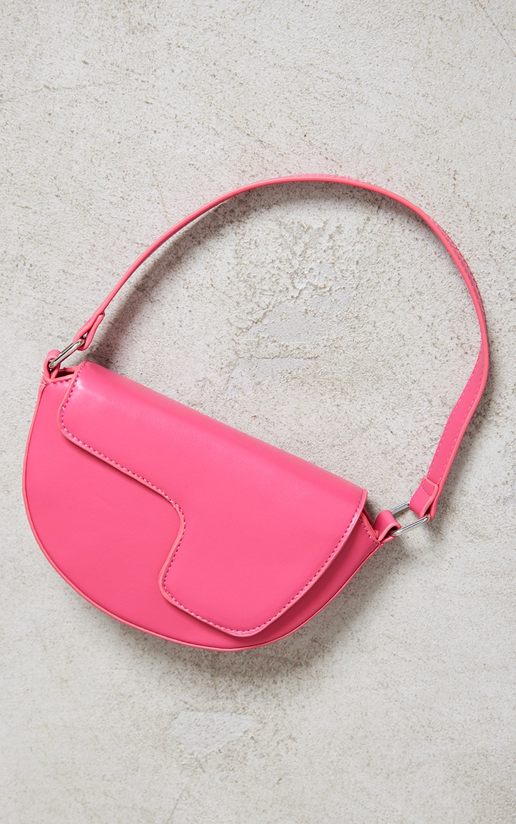 Pink PU Cut Out Flap Shoulder Bag image 1