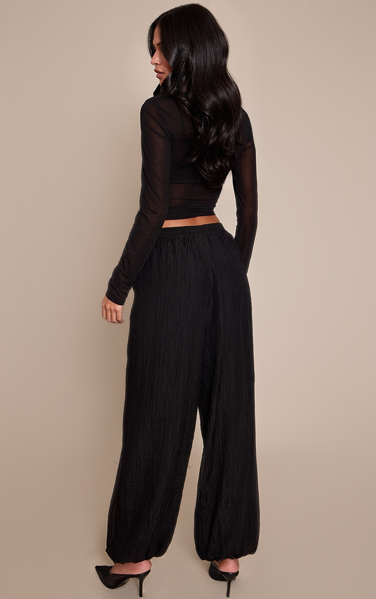 Tall Black Textured Balloon Trousers  image 3