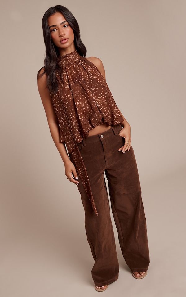 Petite Chocolate Suede Barrel Pants