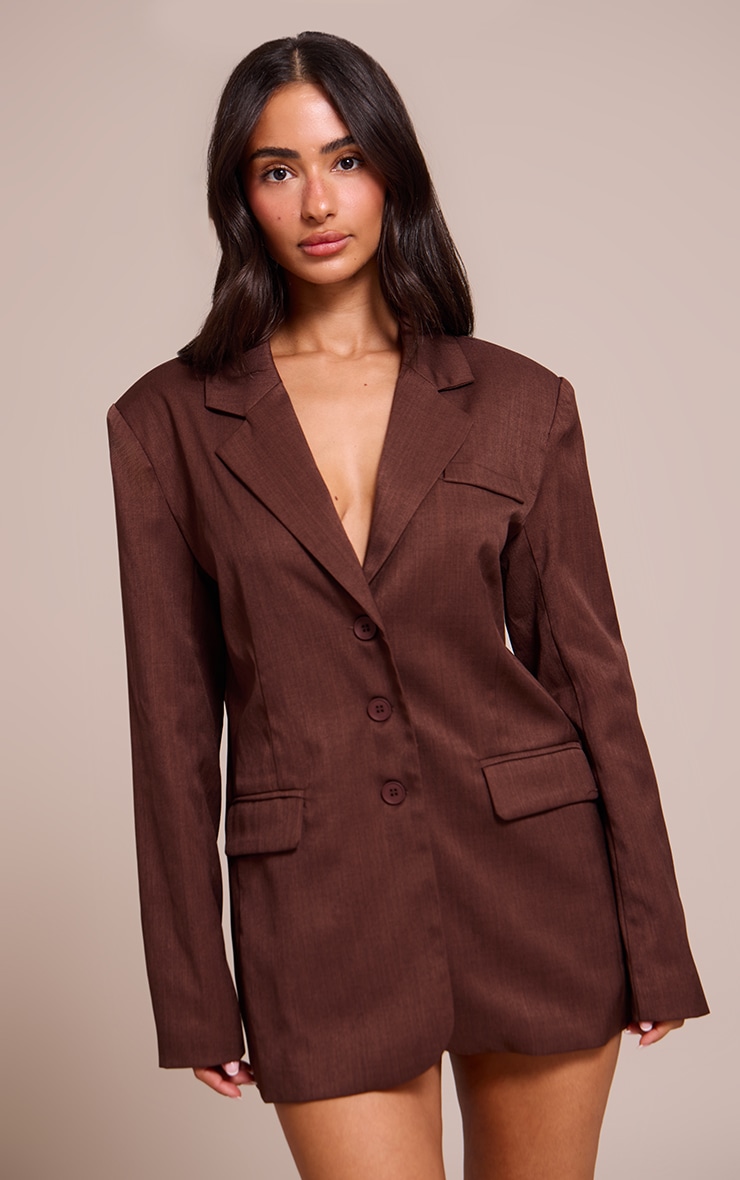 Petite Blazer oversize tissé chocolat profond image 1