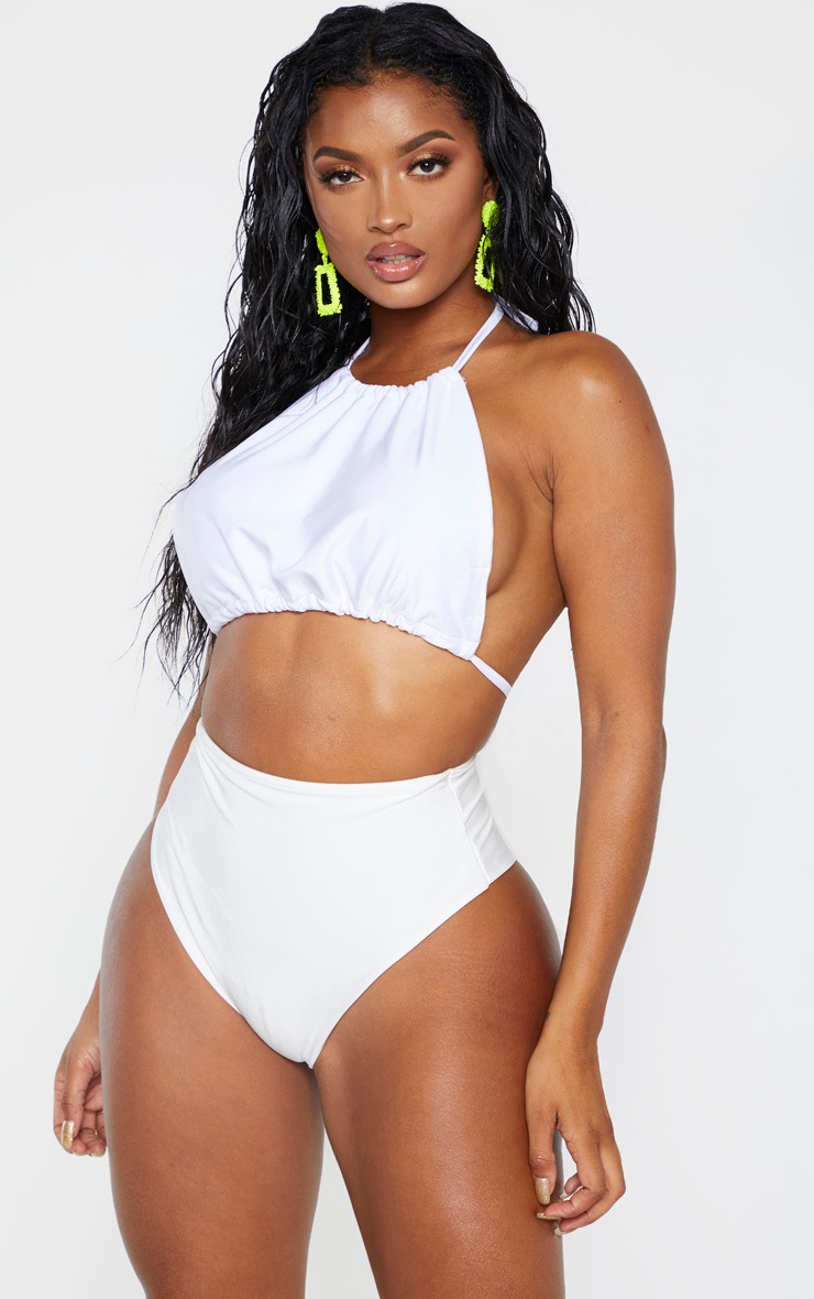 Shape White High Neck Bikini Top