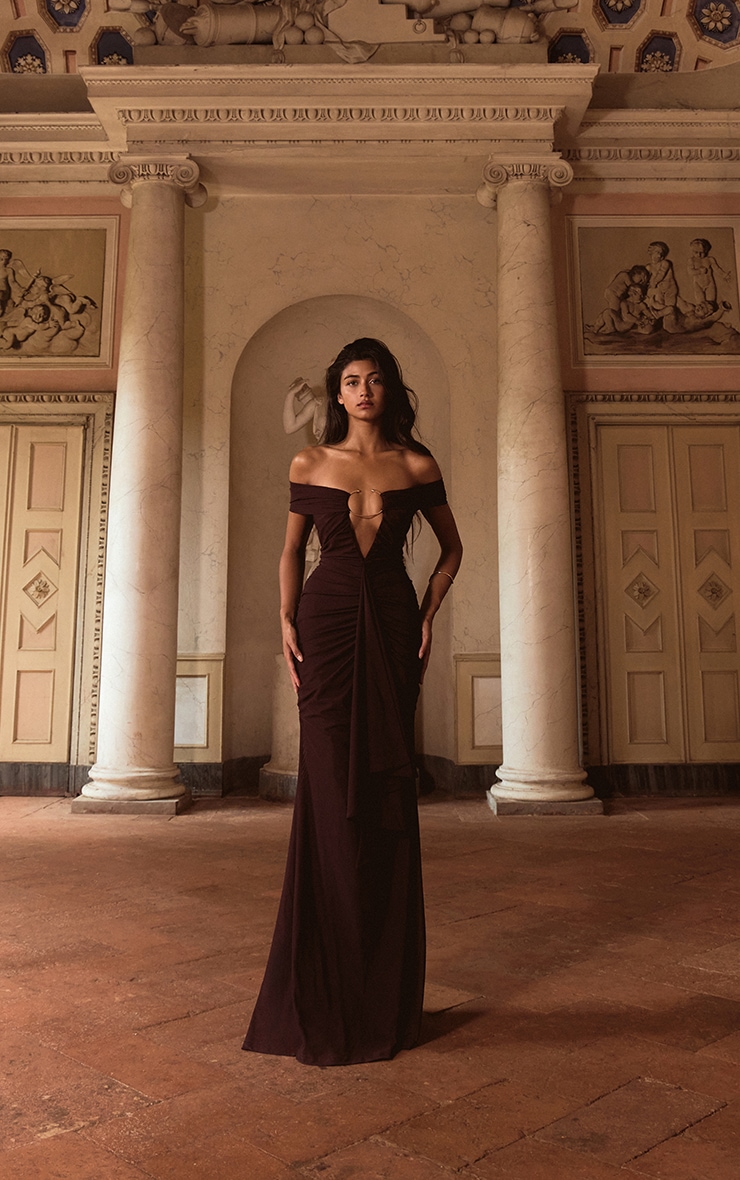 PLT Label Mulberry Mesh Trim Detail Fishtail Maxi Dress image 4