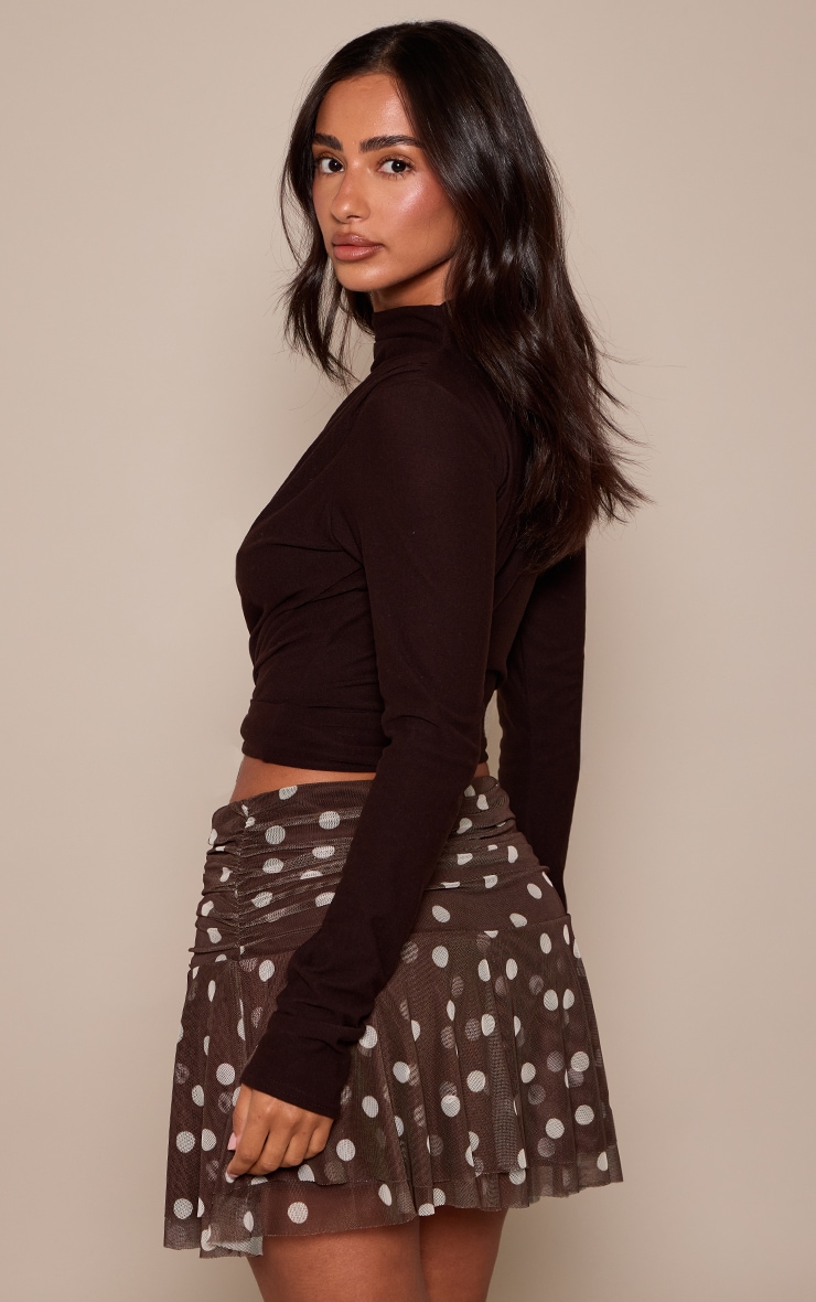 Petite Chocolate Polka Dot Mesh Ruffle Skirt  image 3
