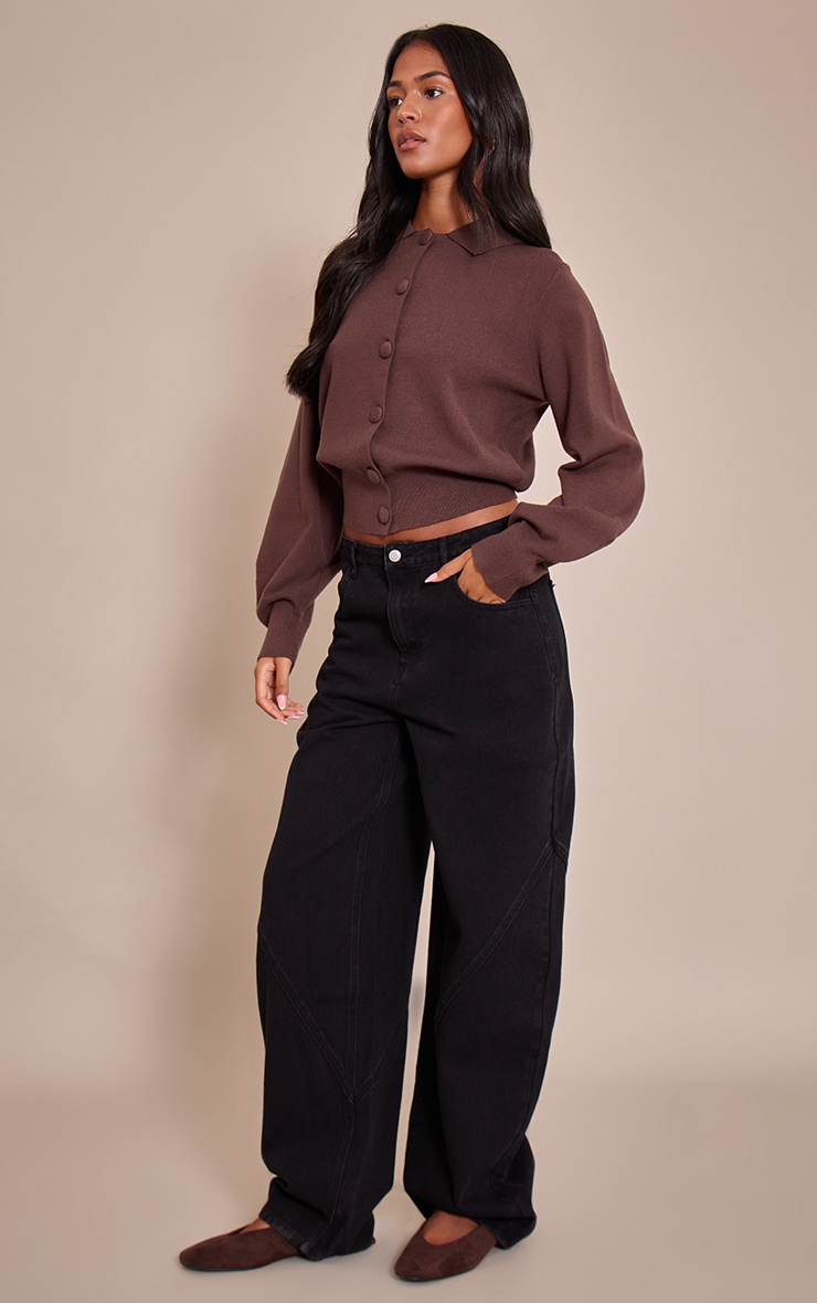 Tall Washed Black Seam Detail Barrel Jeans image 1