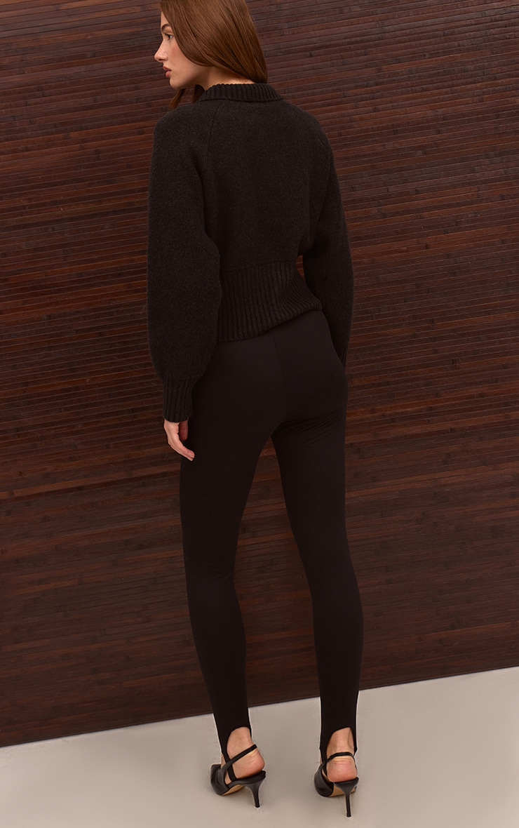 Black Soft Touch Stirrup Detail Legging image 3