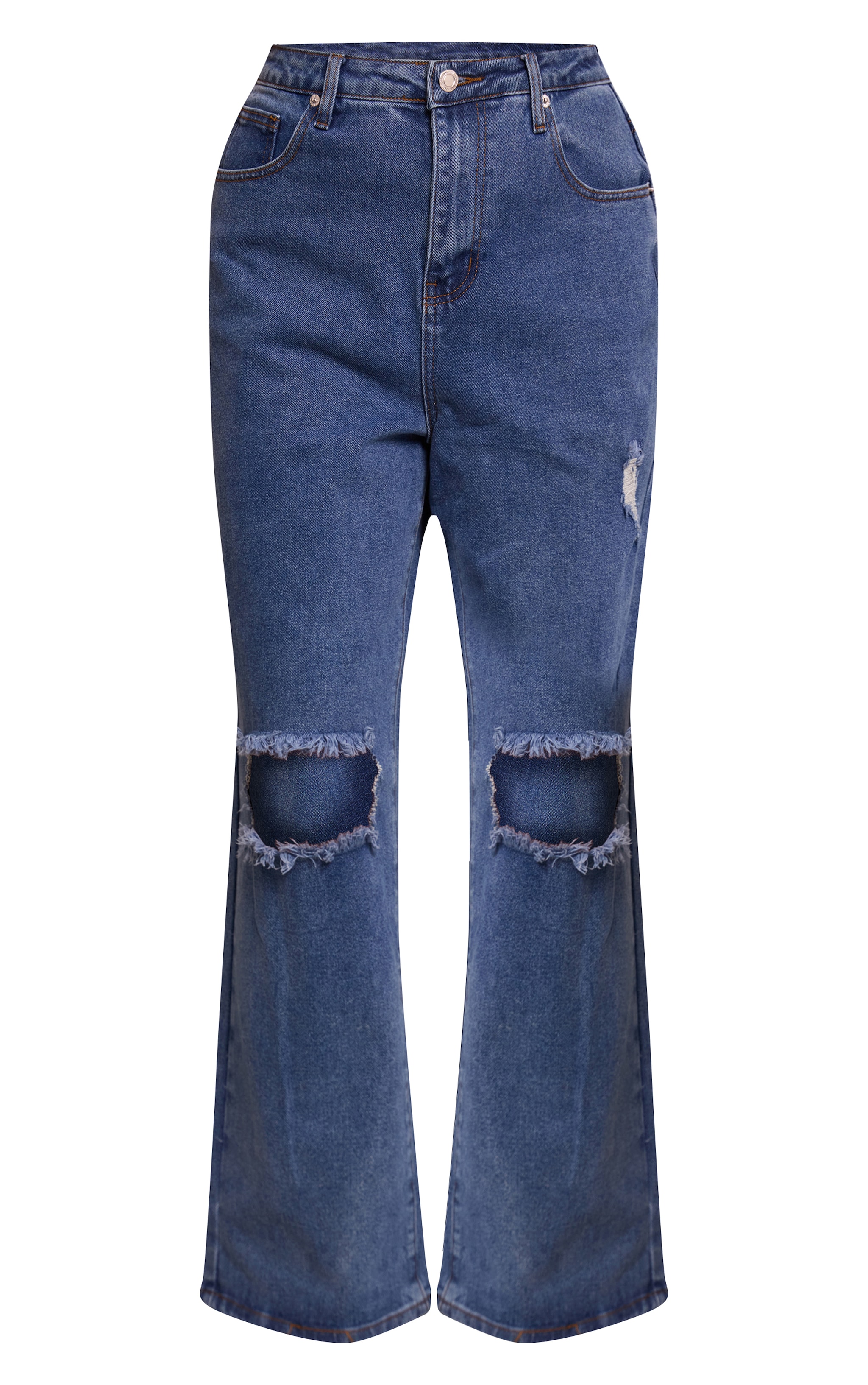 Shape Vintage Mid Wash Stretch Denim Ripped Knee Wide Leg Jeans image 5