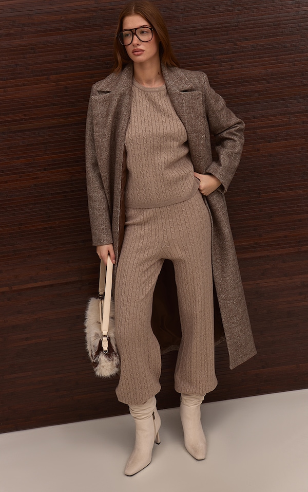 Stone Baby Cable Knit Wide Leg Pants 