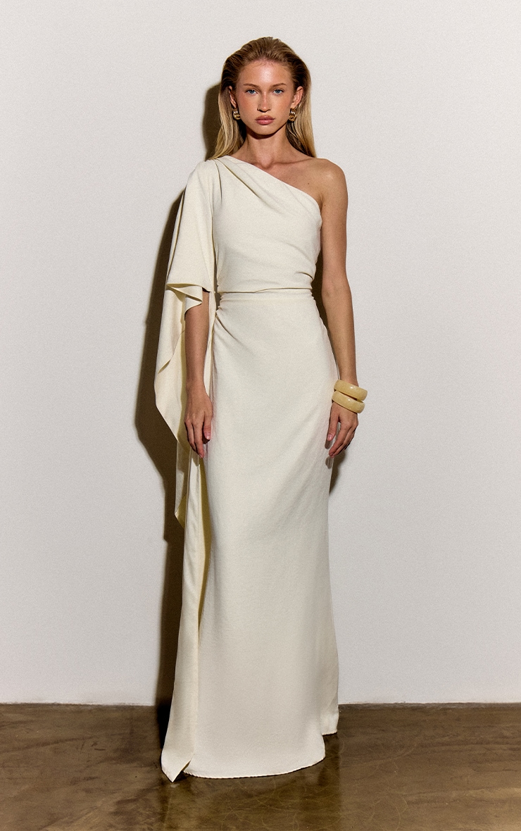Oyster Textured Satin Sleeve Detail Maxi Dress image 1