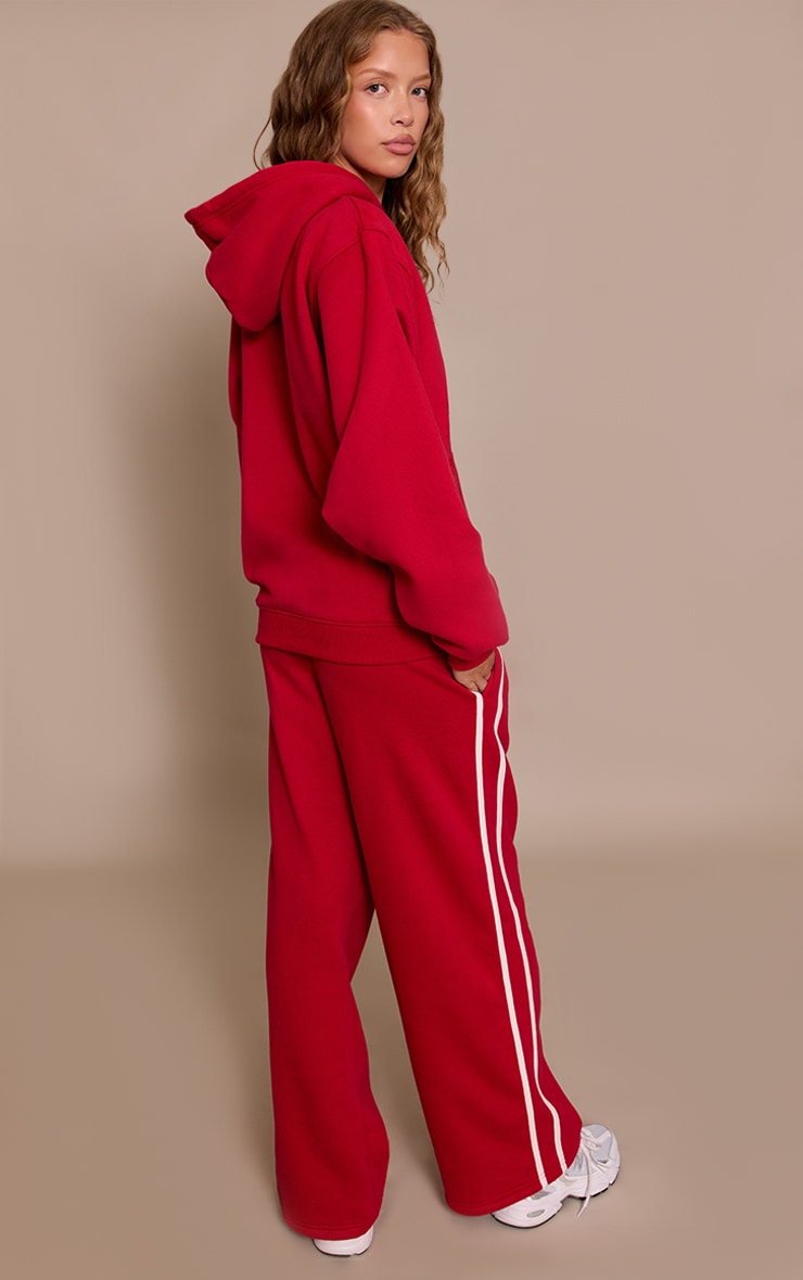 Red Sports Club Print Wide Leg Sweatpants image 3