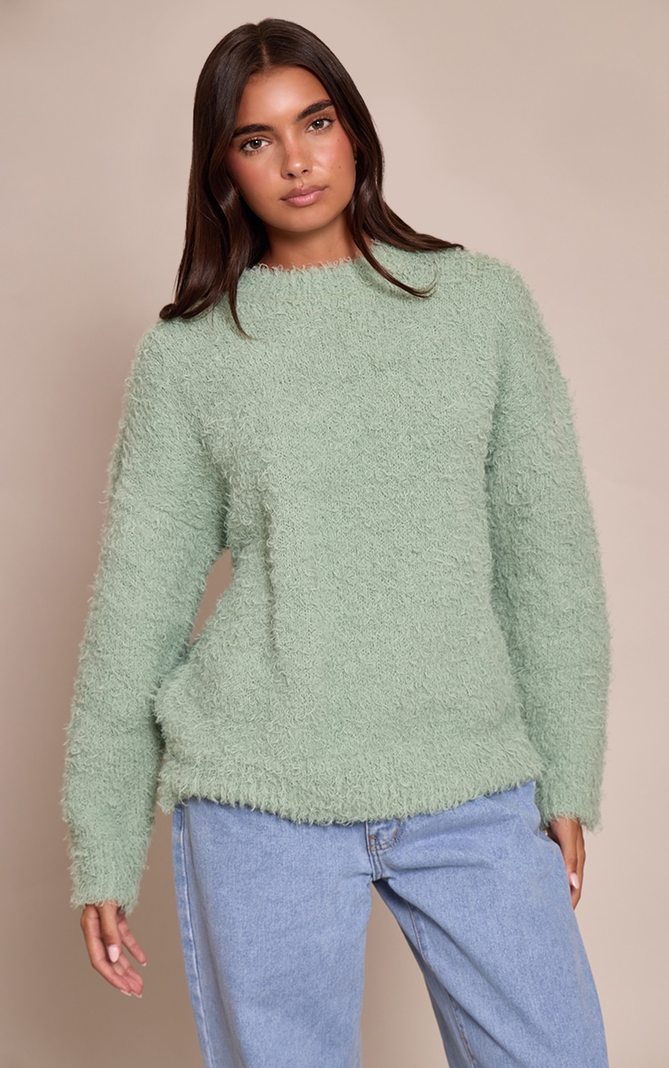 Mint Teddy Knit Oversized Sweater image 3