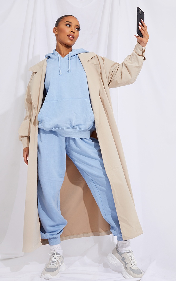 Blue Washed High Waist Joggers