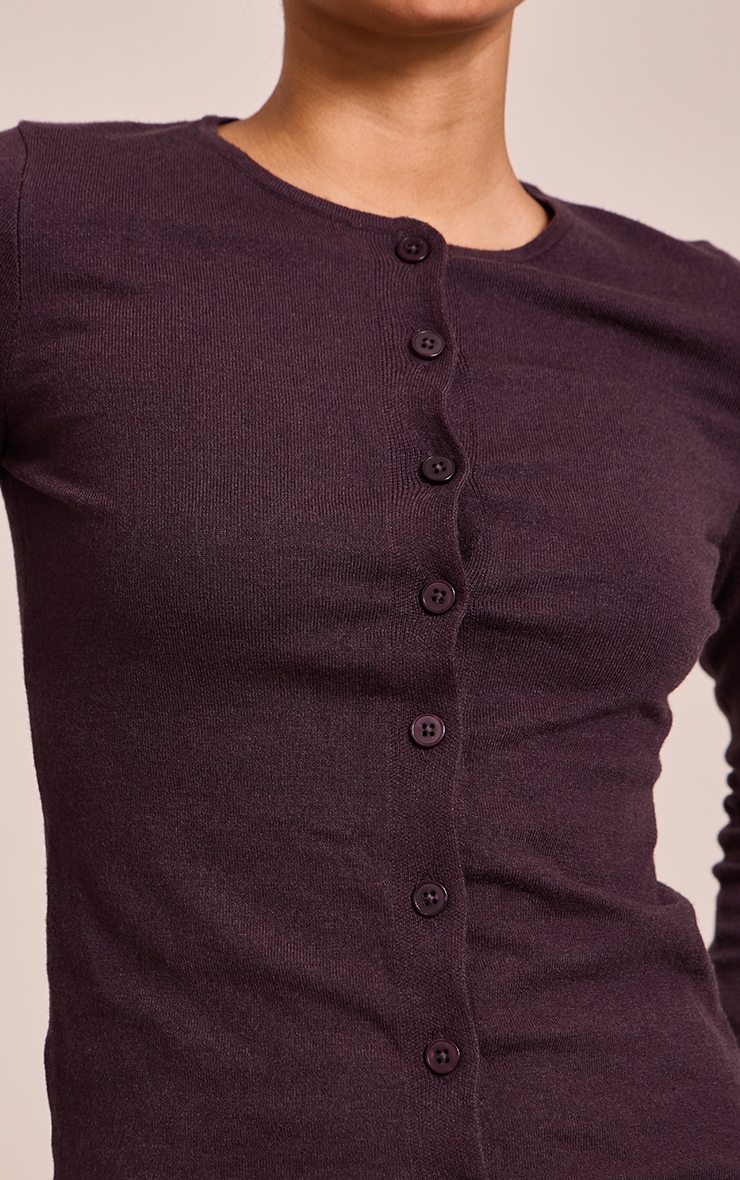 Chocolate Button Through Fine Knit Cardigan image 4