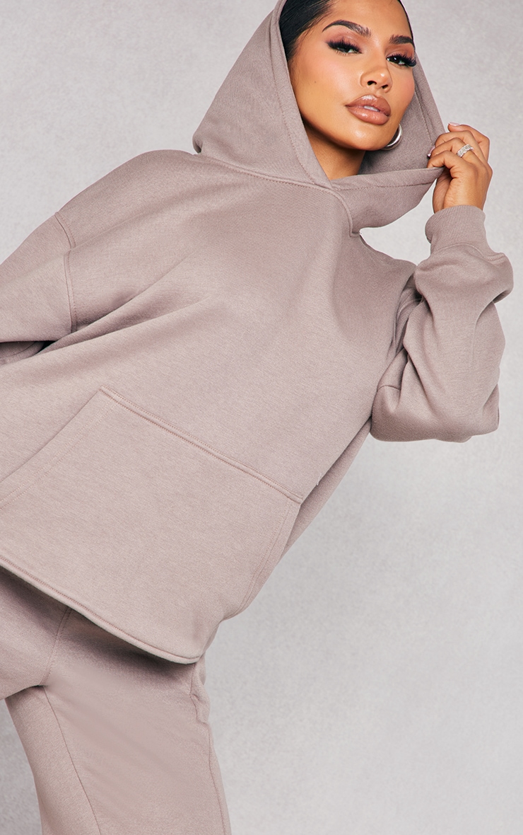  Shape Taupe Pocket Detail Hoodie image 4