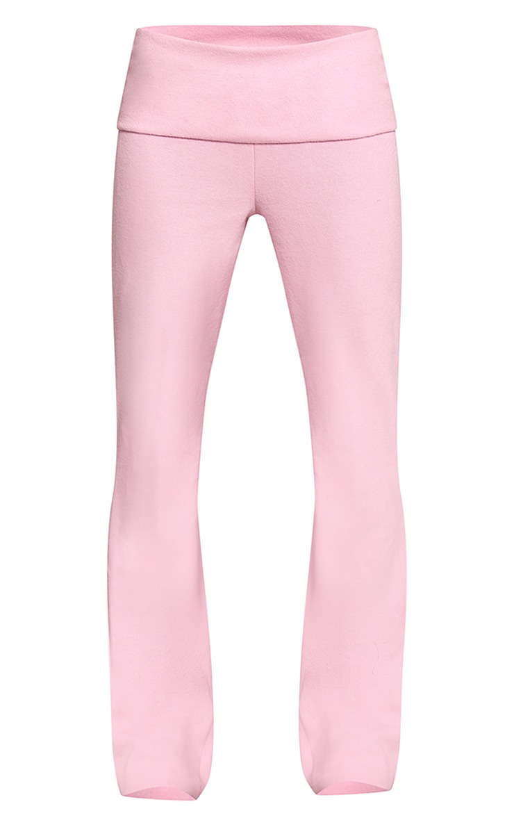 Pantalon flare très doux rose à taille repliée image 5