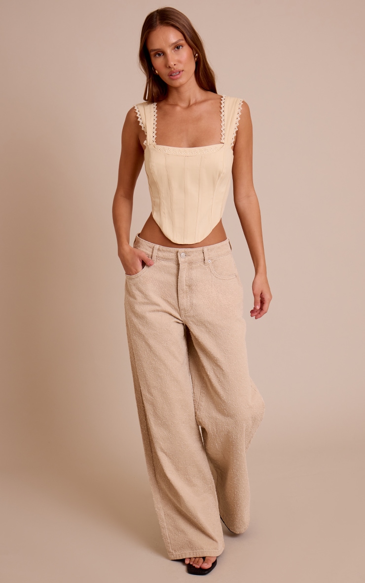 Cream Woven Scallop Trim Bonded Corset image 3