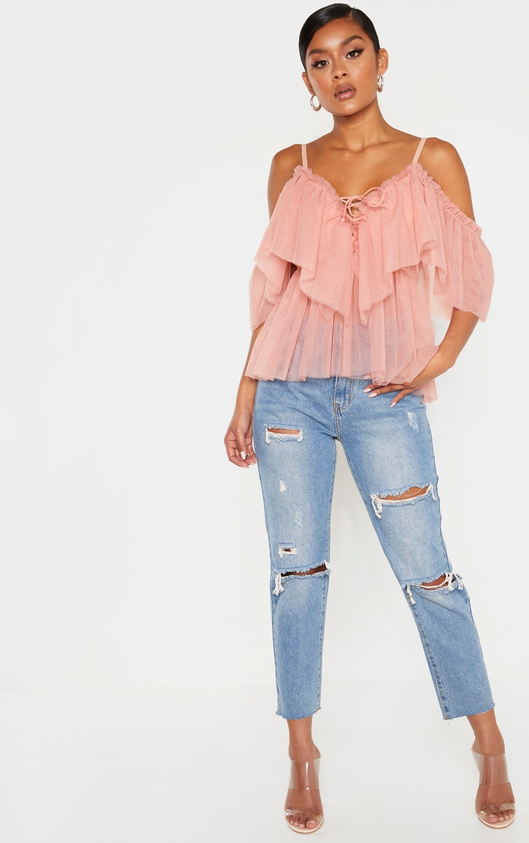 Rose Mesh Ruffle Blouse image 4