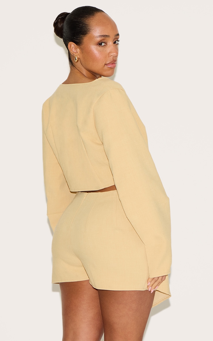 Shape Lemon Linen Look Asymmetrical Hammered Button Blazer image 2